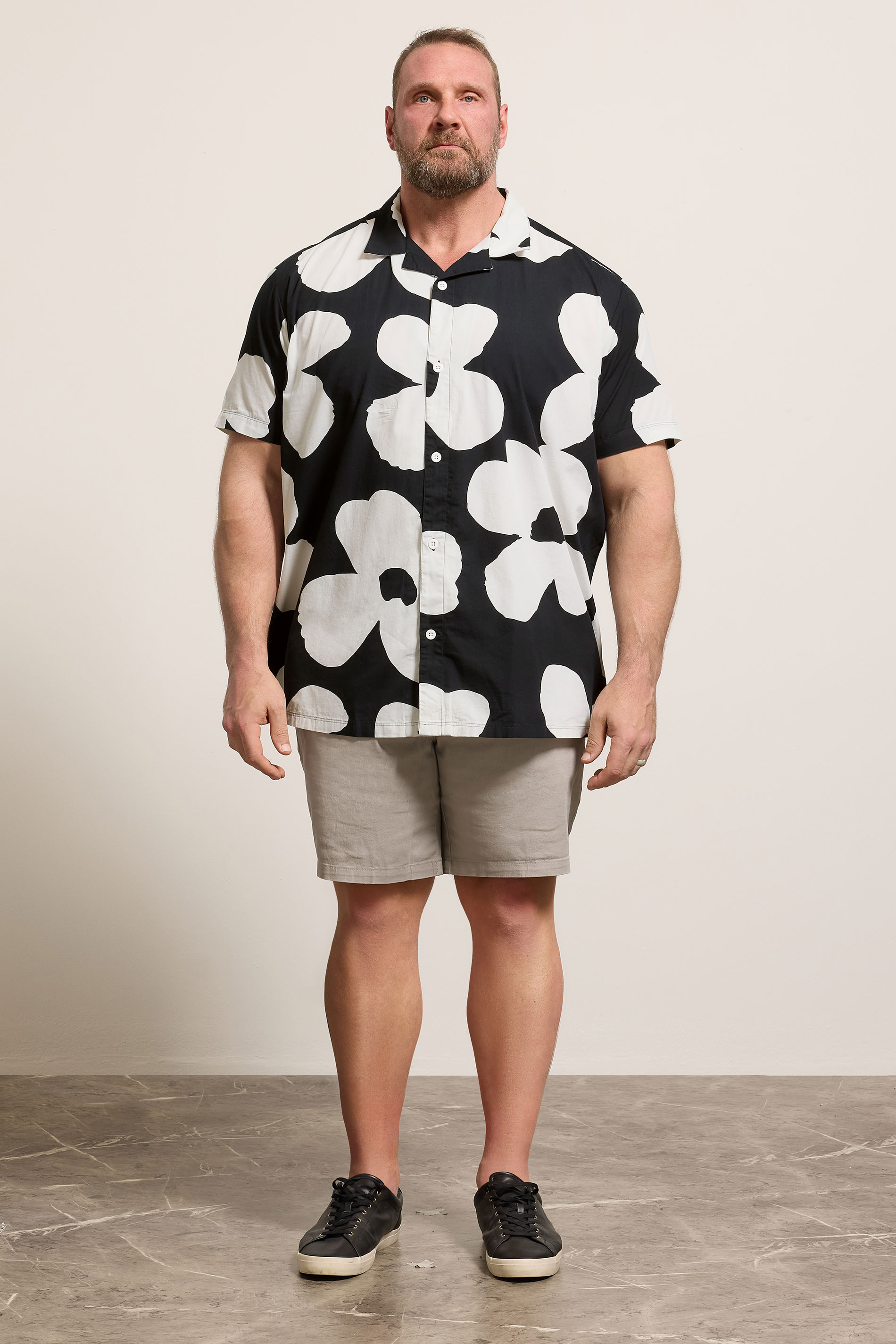 BadRhino Big & Tall Black Flower Poplin Shirt | BadRhino 1