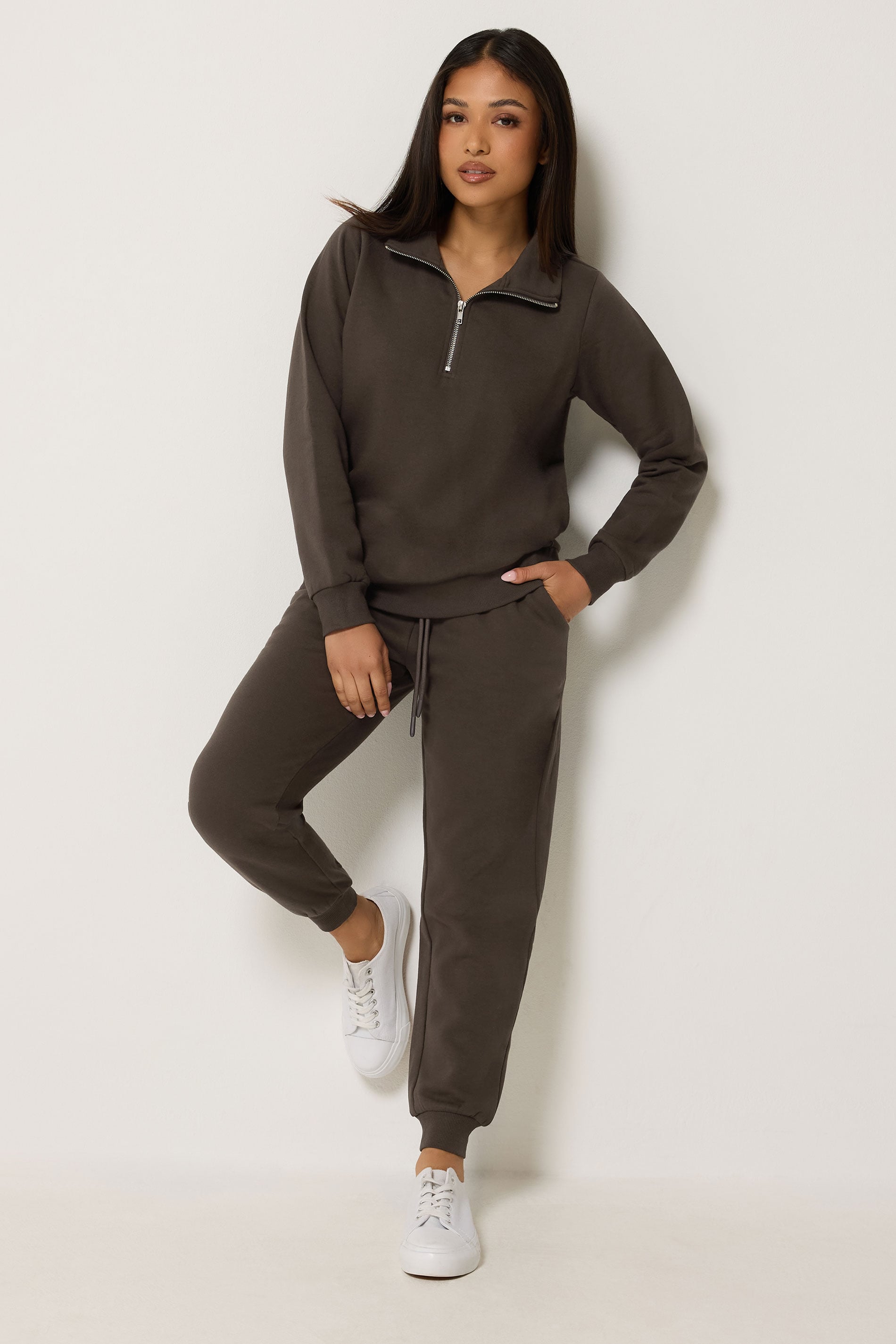 M&Co Petite Chocolate Brown Cuffed Joggers | M&Co 1