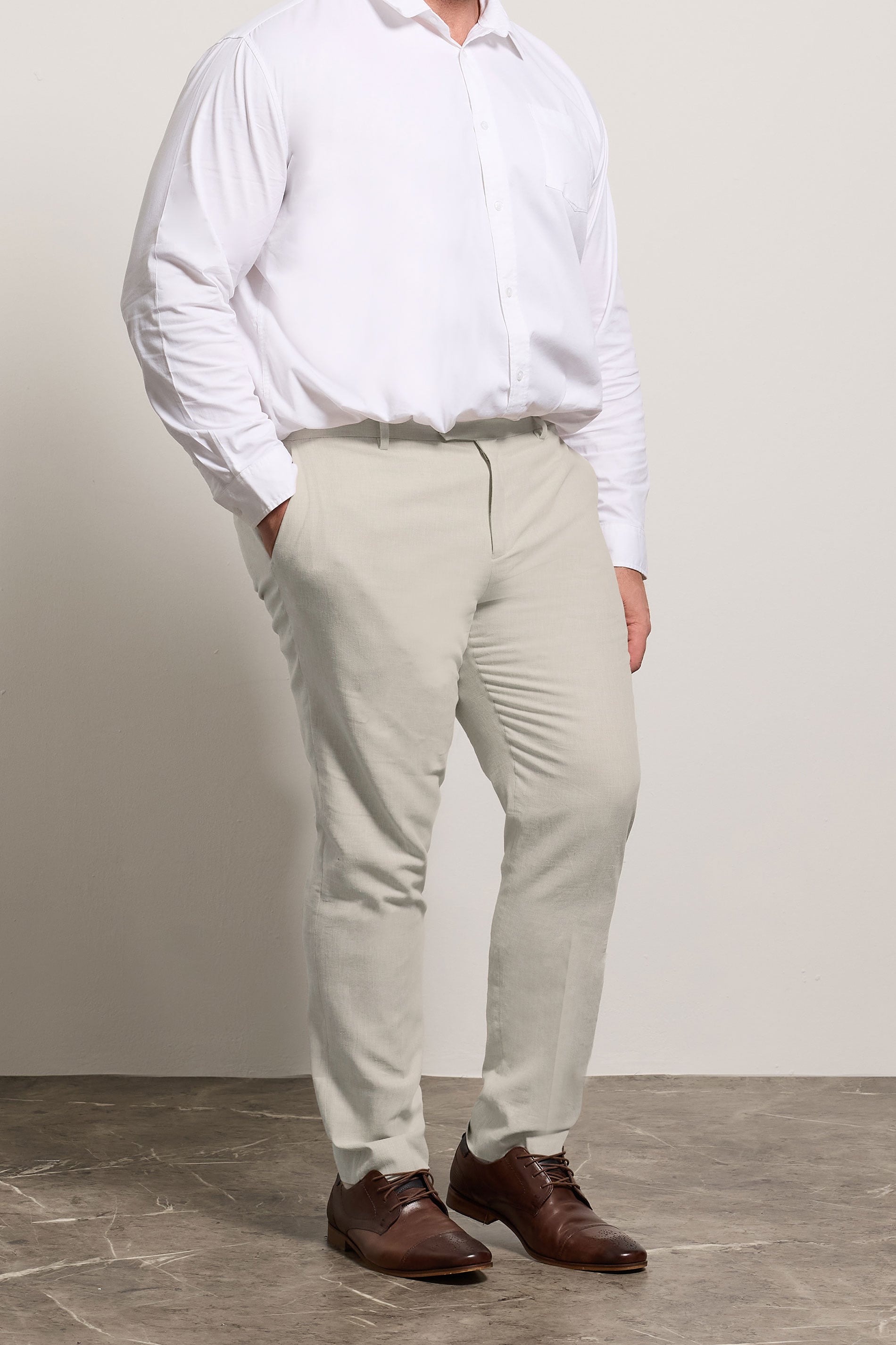 BadRhino Tailoring Big & Tall Oatmeal Brown Linen Suit Trousers | BadRhino 1