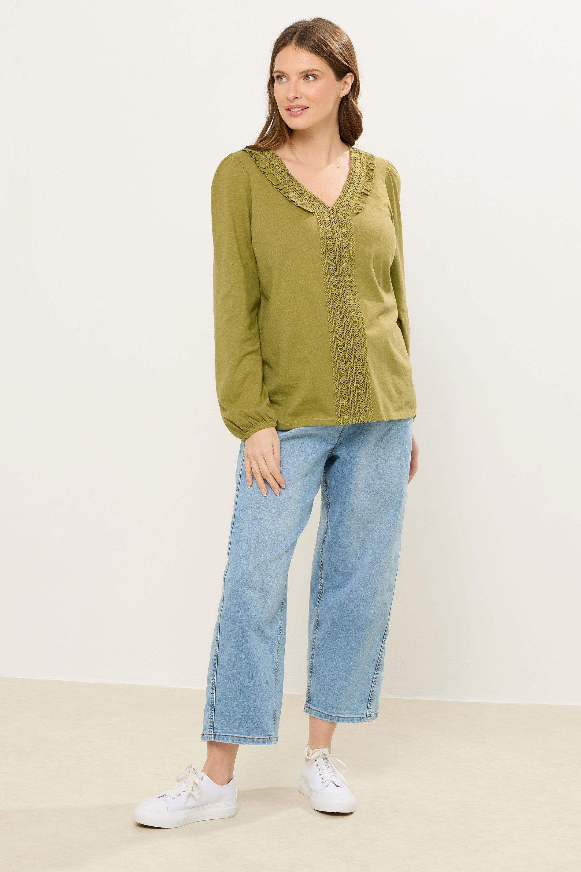 M&Co Green Frill Detail Cotton Blouse | M&Co 1