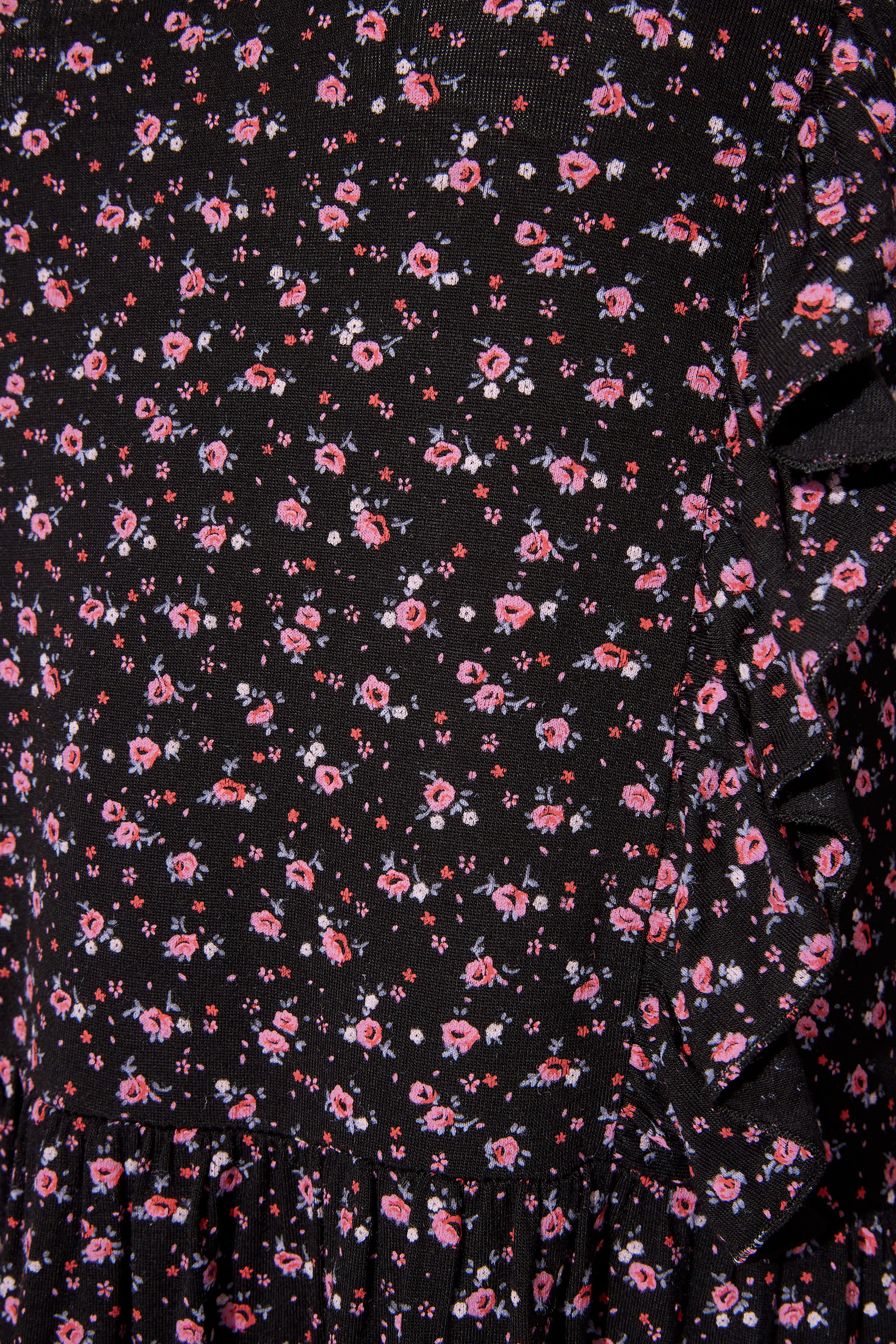 Tall Women's LTS Black Ditsy Floral Ruffle Midi Dress | Long Tall Sally 1