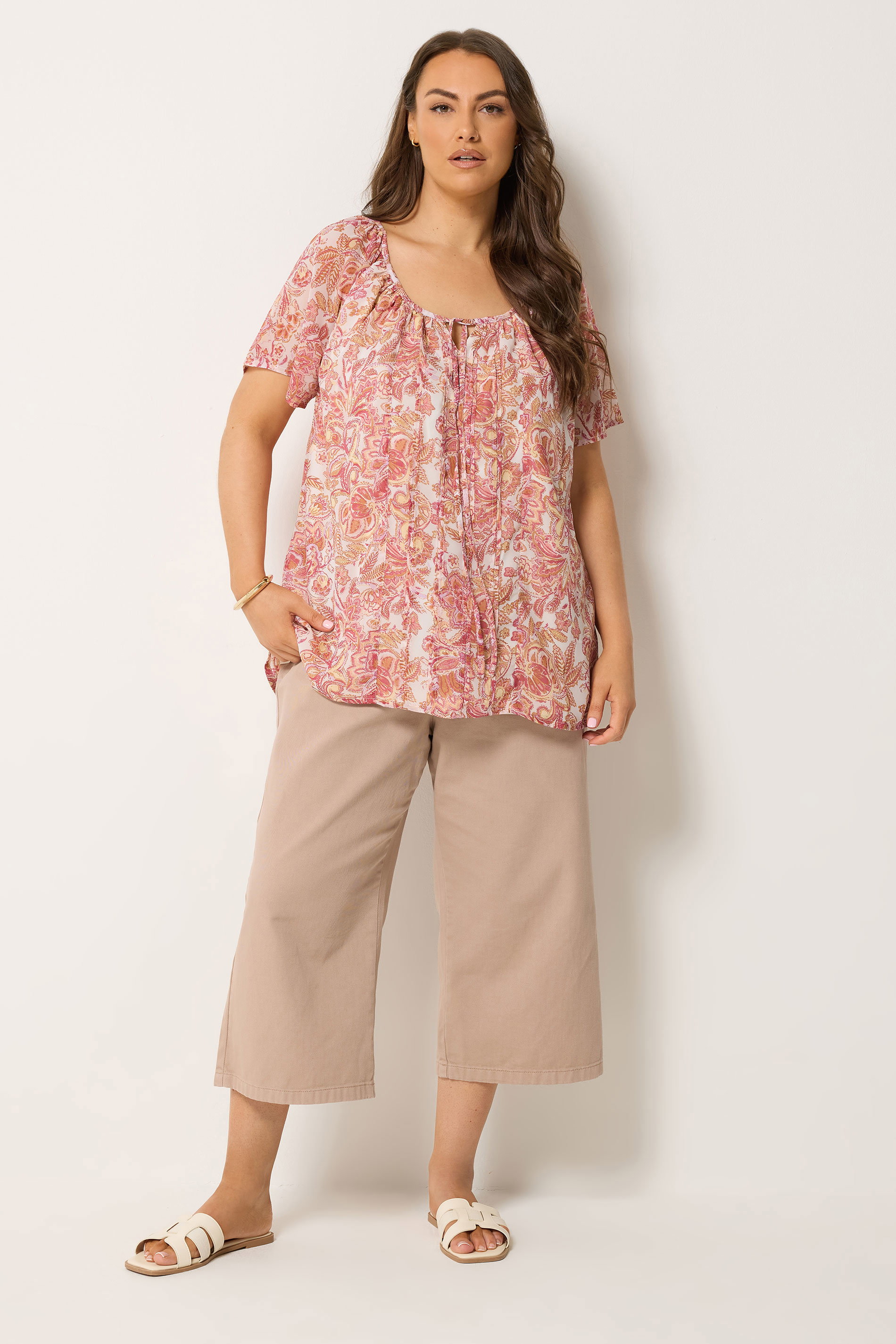 YOURS Plus Size Pink Paisley Pintuck Swing Blouse | Yours Clothing 1