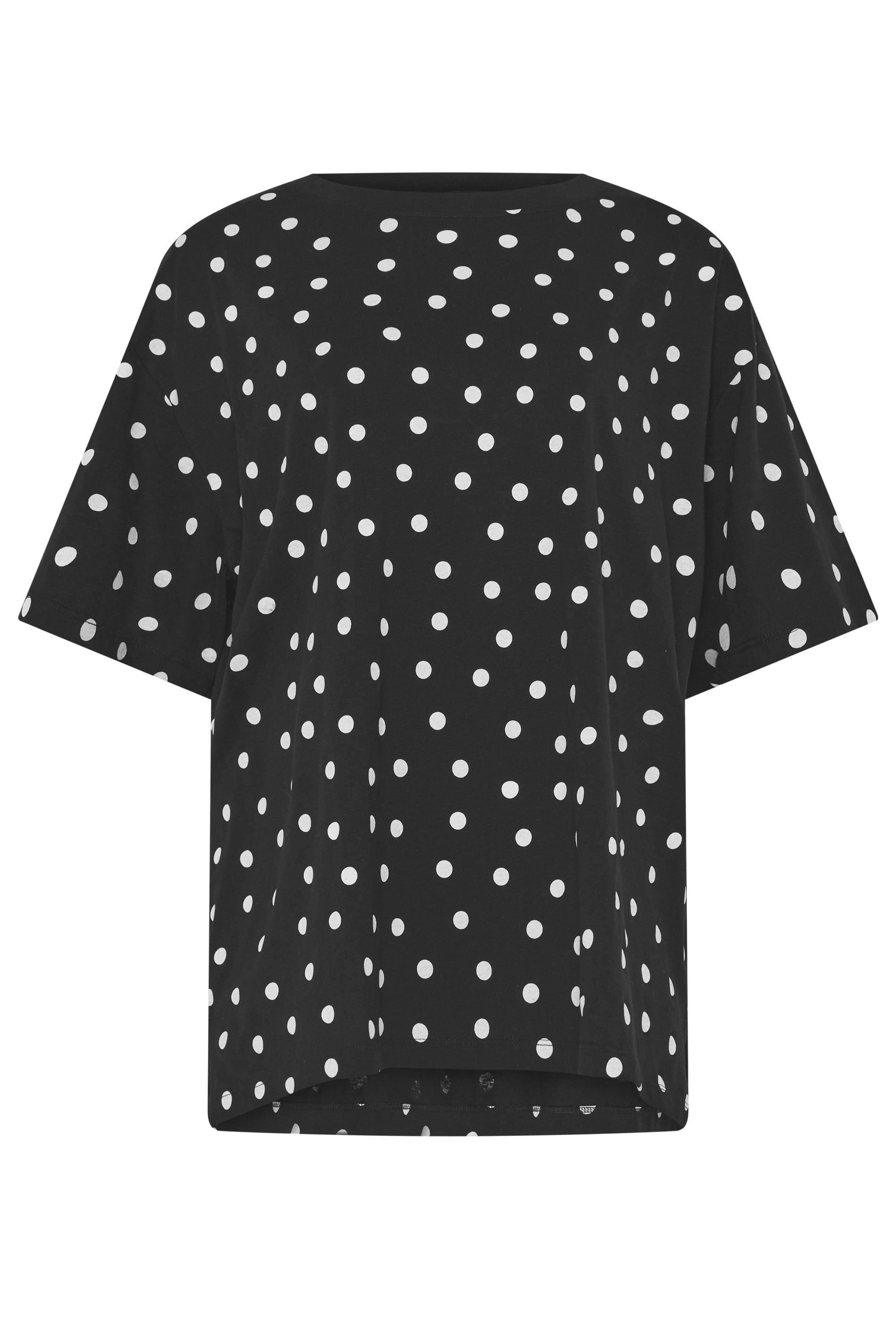 YOURS Plus Size Black Spot Oversized T-Shirt | Yours Clothing 5