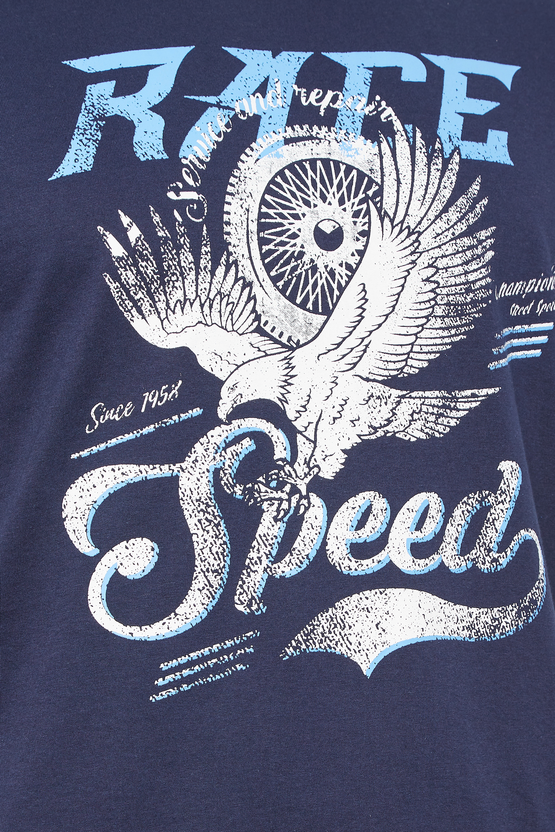 BadRhino Plus Size Big & Tall Navy Blue Eagle Print 'Race' Slogan T-Shirt | BadRhino 2