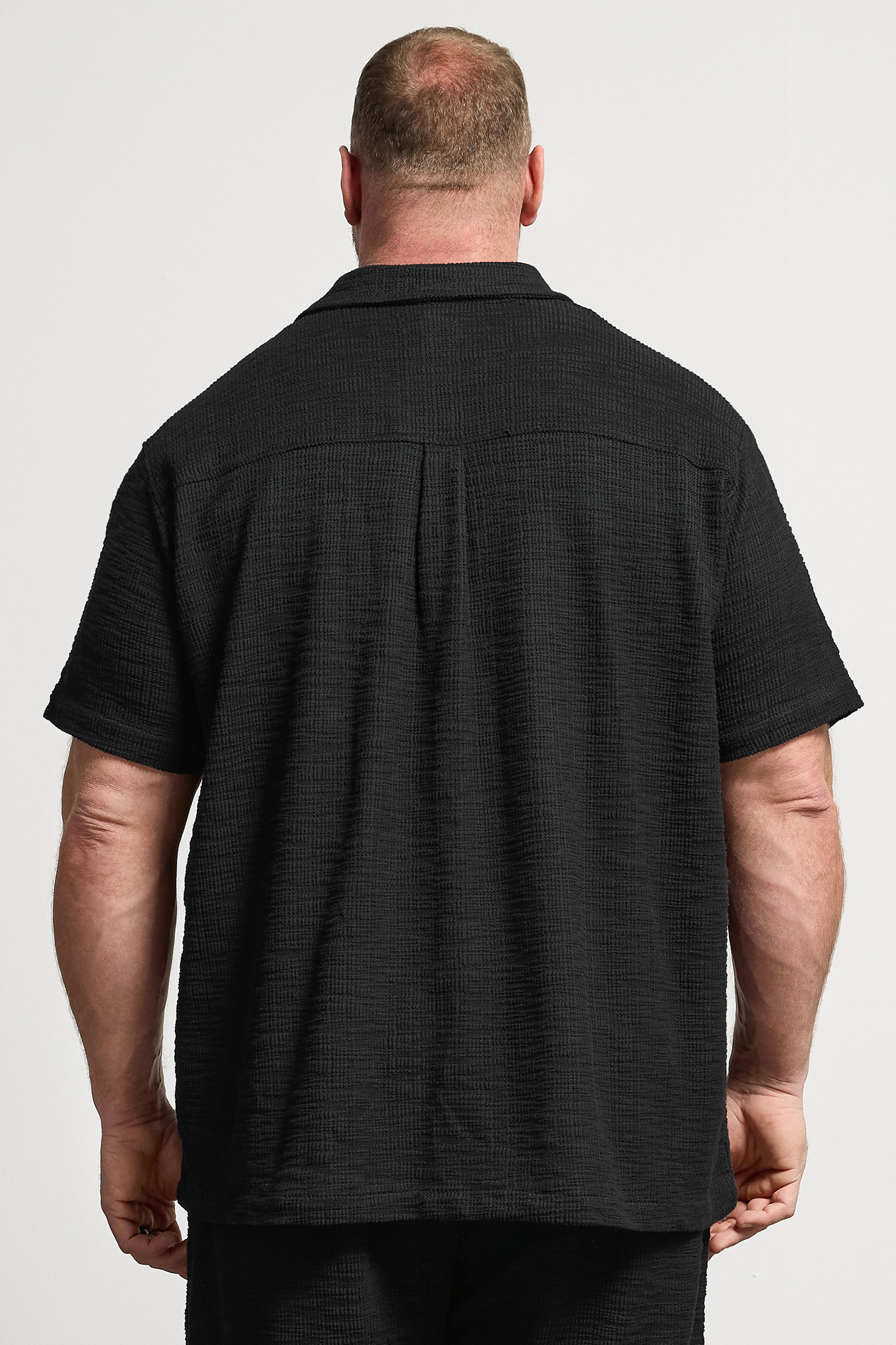 BadRhino Big & Tall Black Textured Revere Shirt | BadRhino 4
