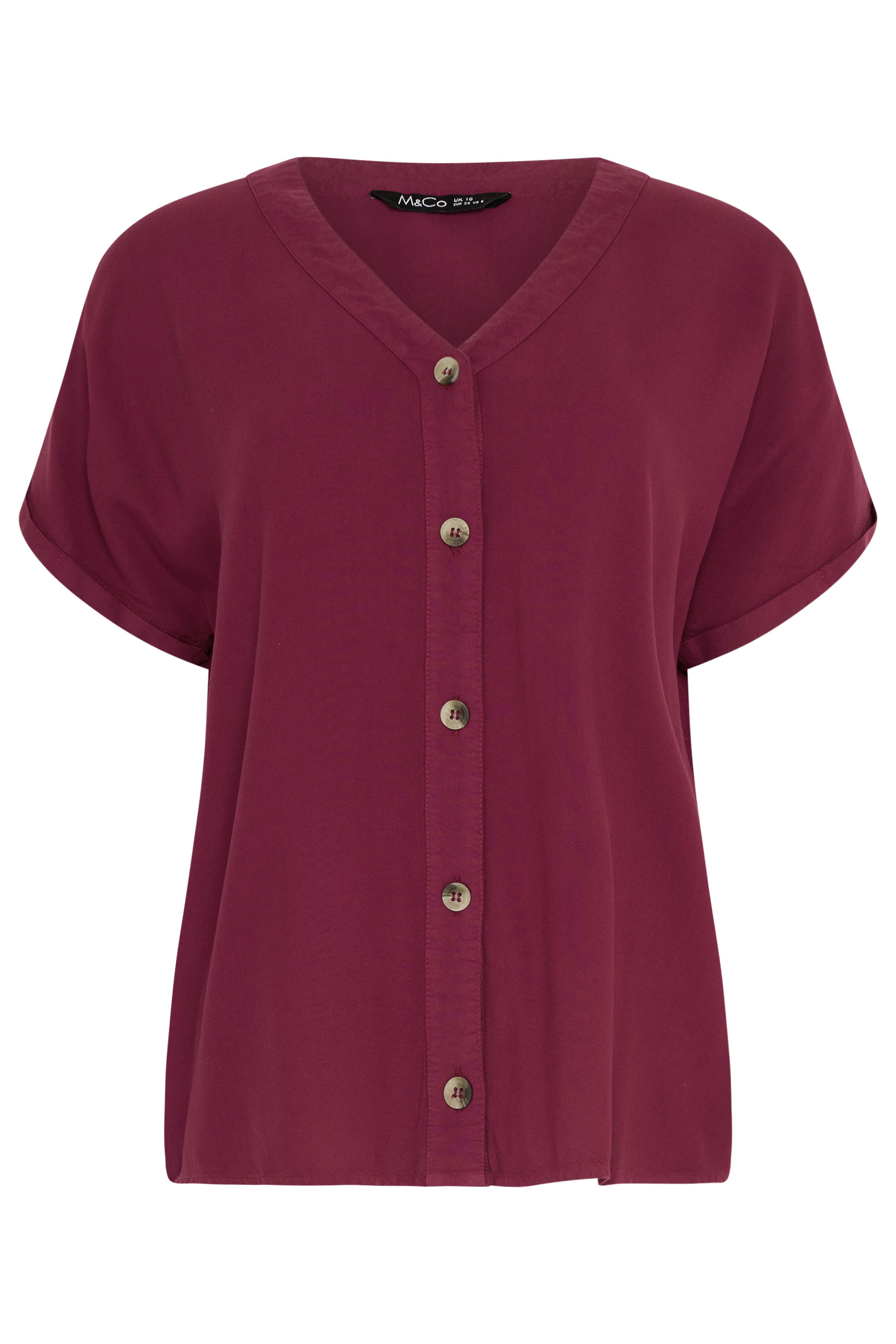M&Co Dark Red Button Front Blouse | M&Co 5