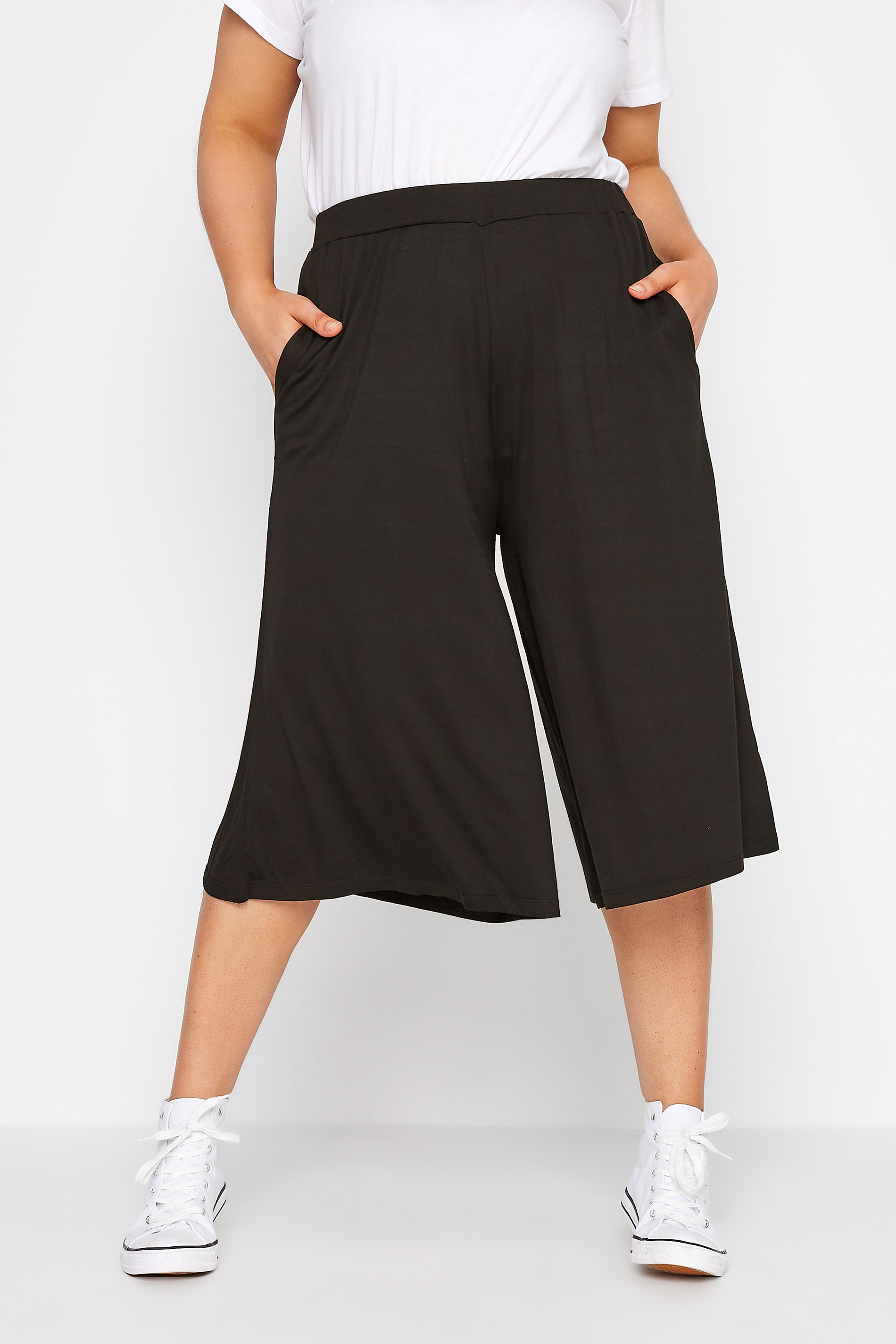 Black Jersey Culottes | Plus Sizes 16 to 36 | Yours Clothing  1