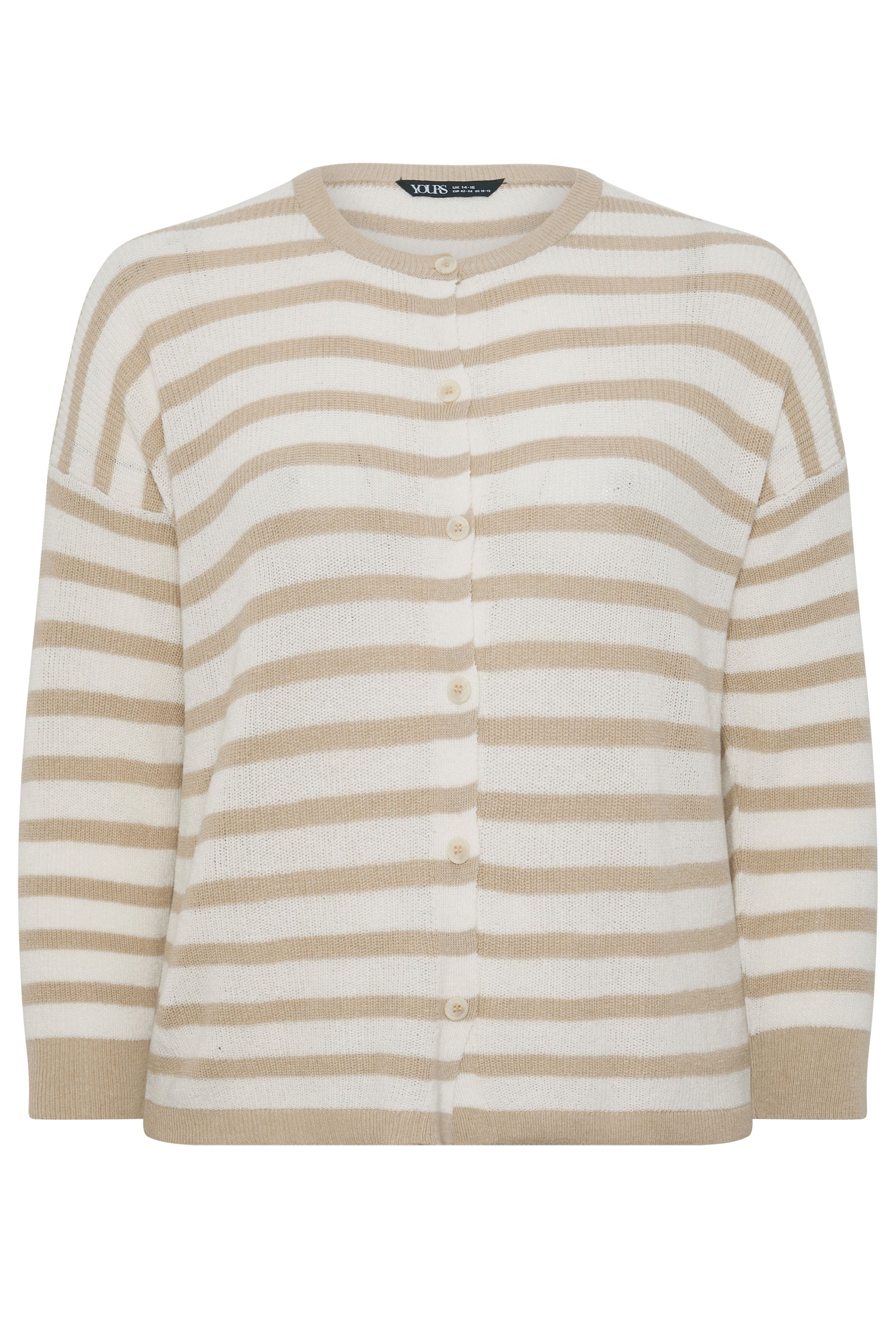 YOURS Plus Size Natural Brown Stripe Knitted Cardigan | Yours Clothing 5