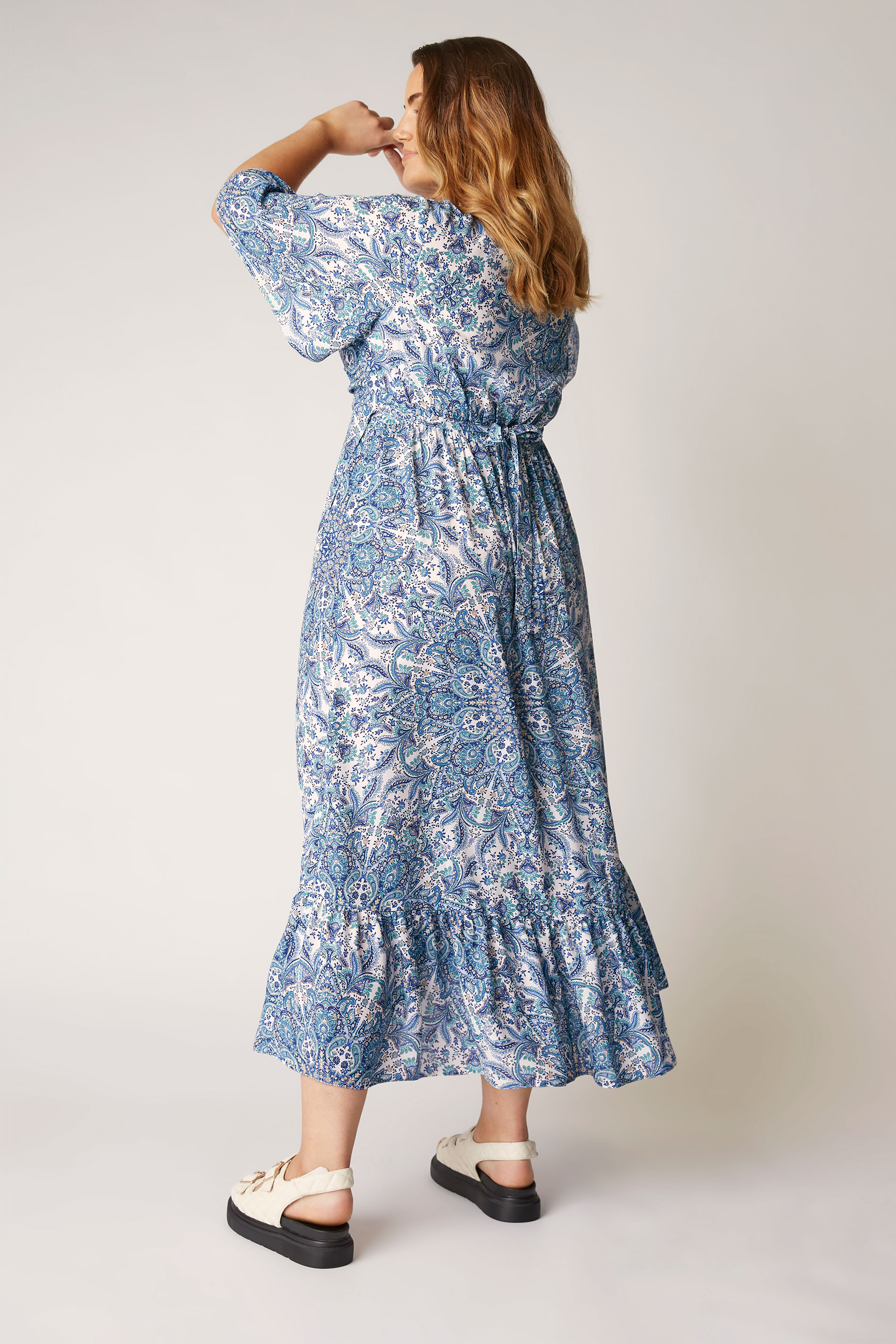 Plus Size THE LIMITED EDIT Blue Paisley Ruffled Wrap Maxi Dress | Yours ...