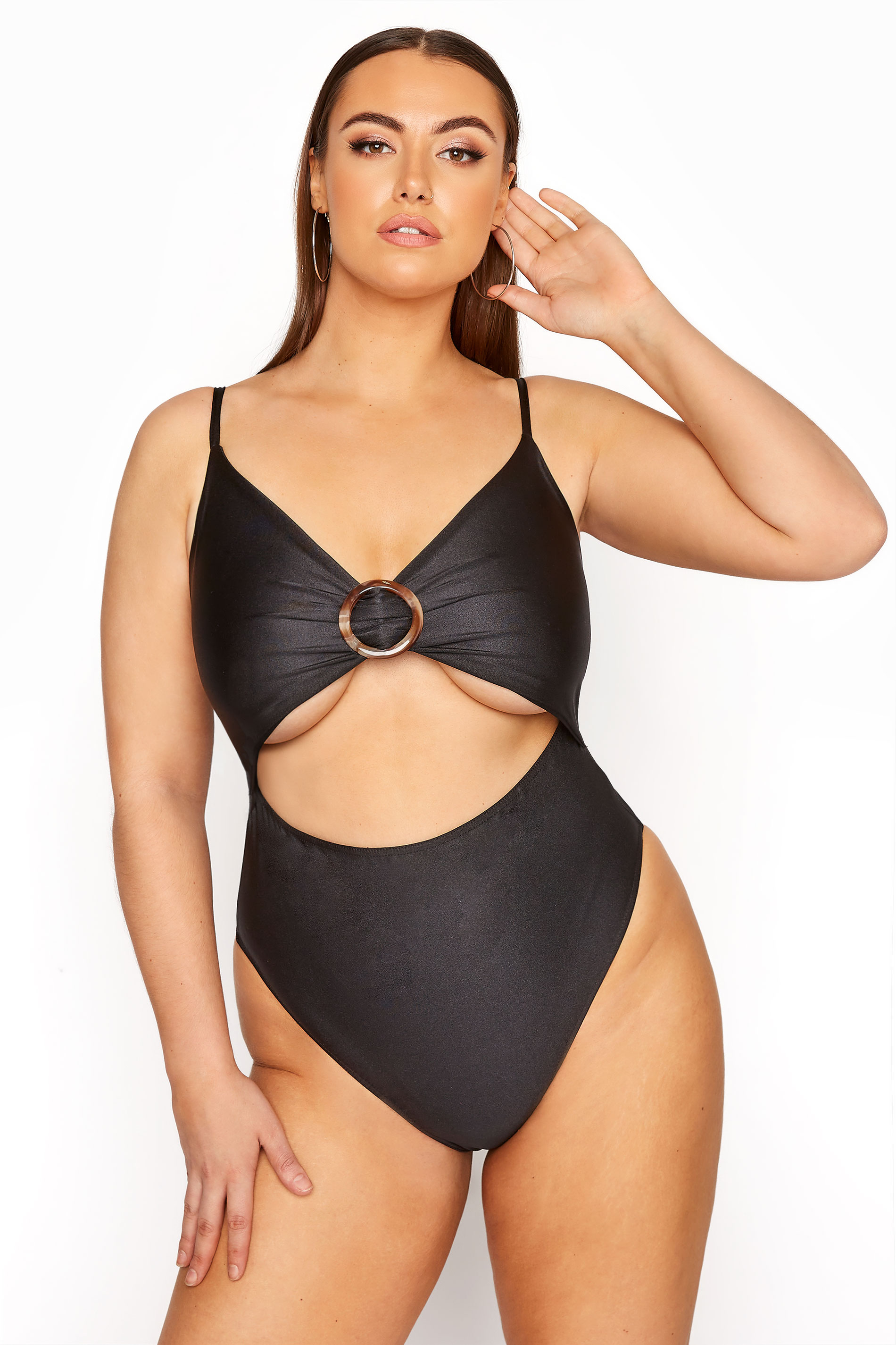 LIMITED COLLECTION Black Ring Detail Swimsuit_A.jpg