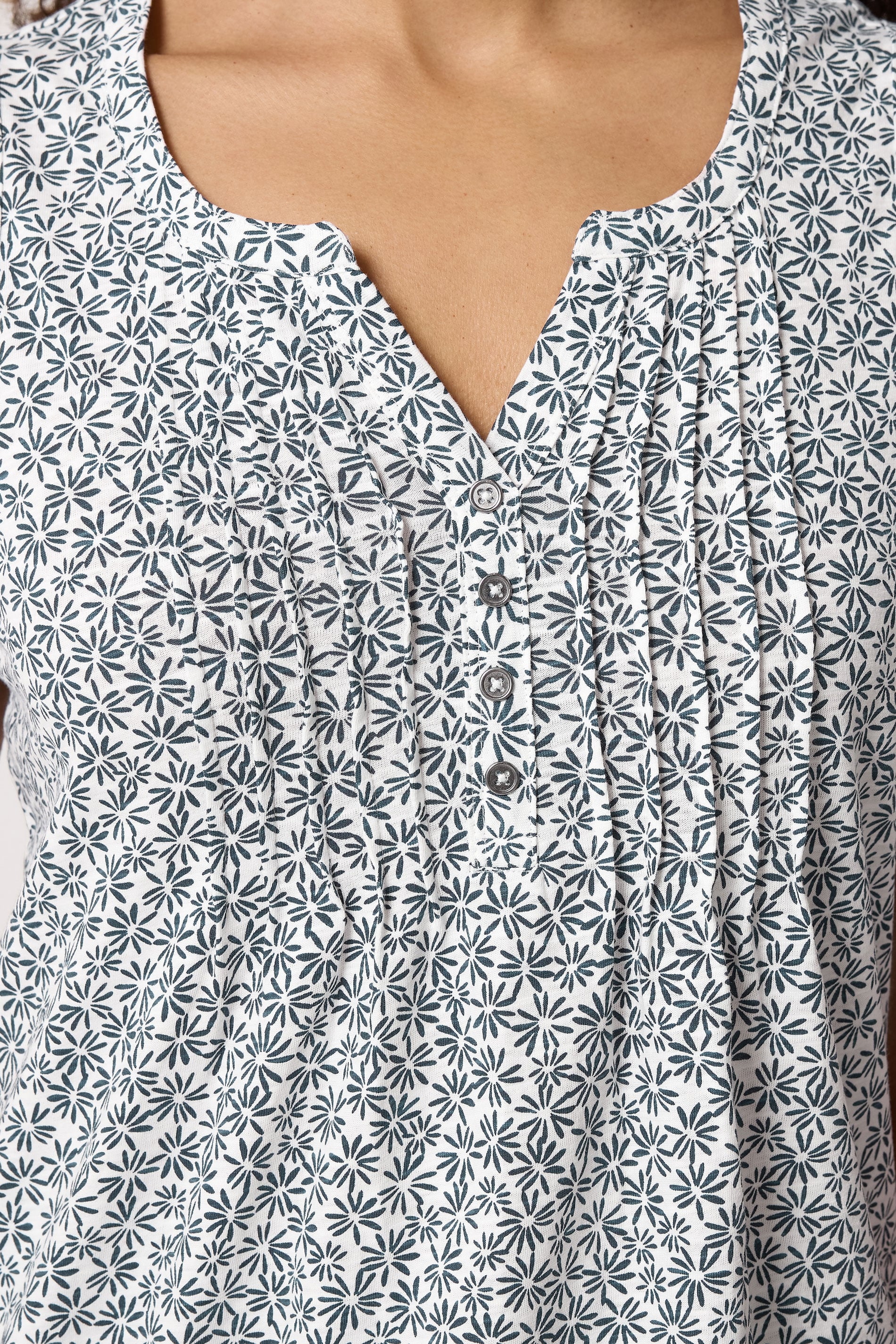 M&Co 2 PACK Navy Blue Floral Cotton Sleeveless Henley Tops | M&Co 6