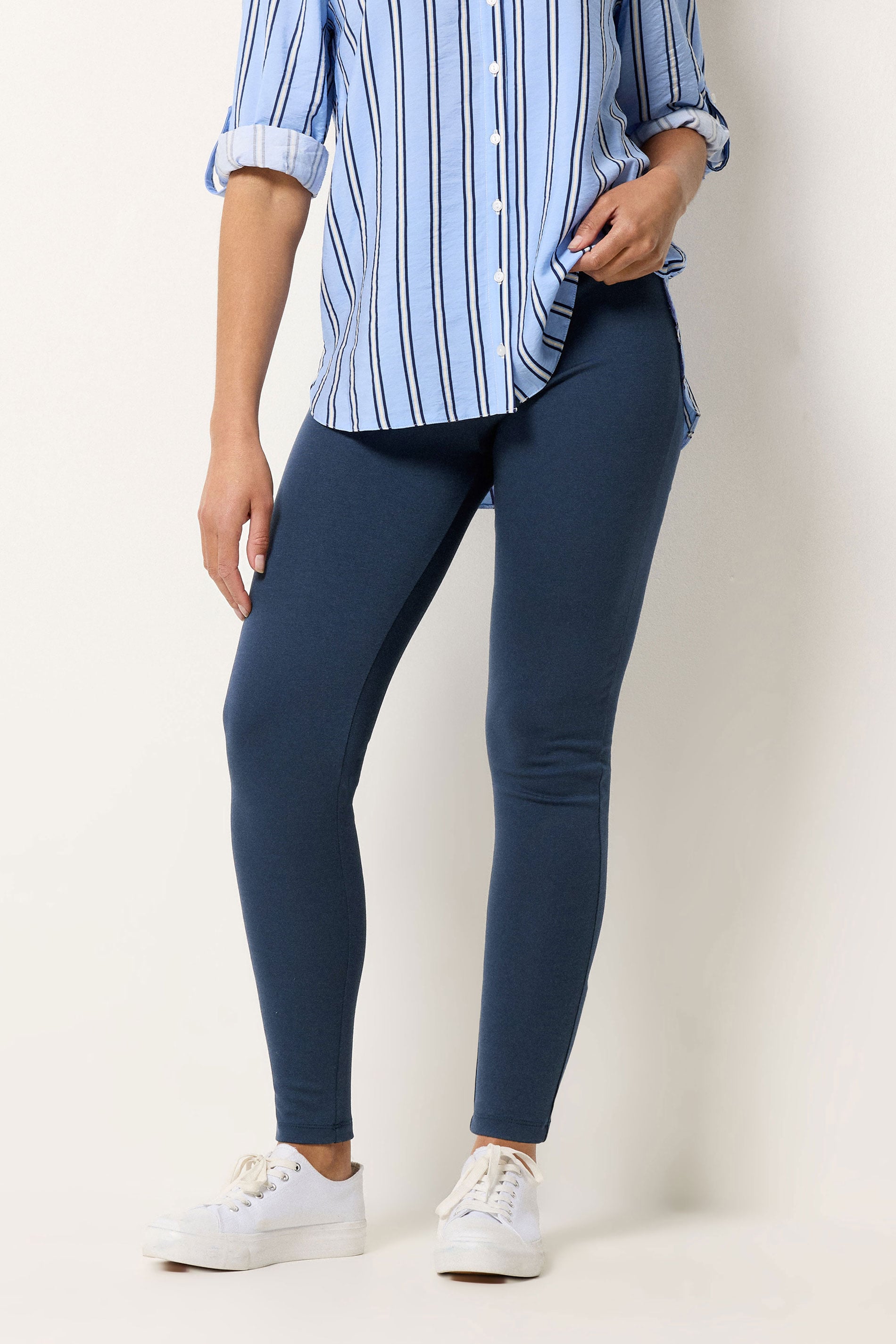 M&Co Navy Blue Ponte High Waisted Leggings | M&Co 3