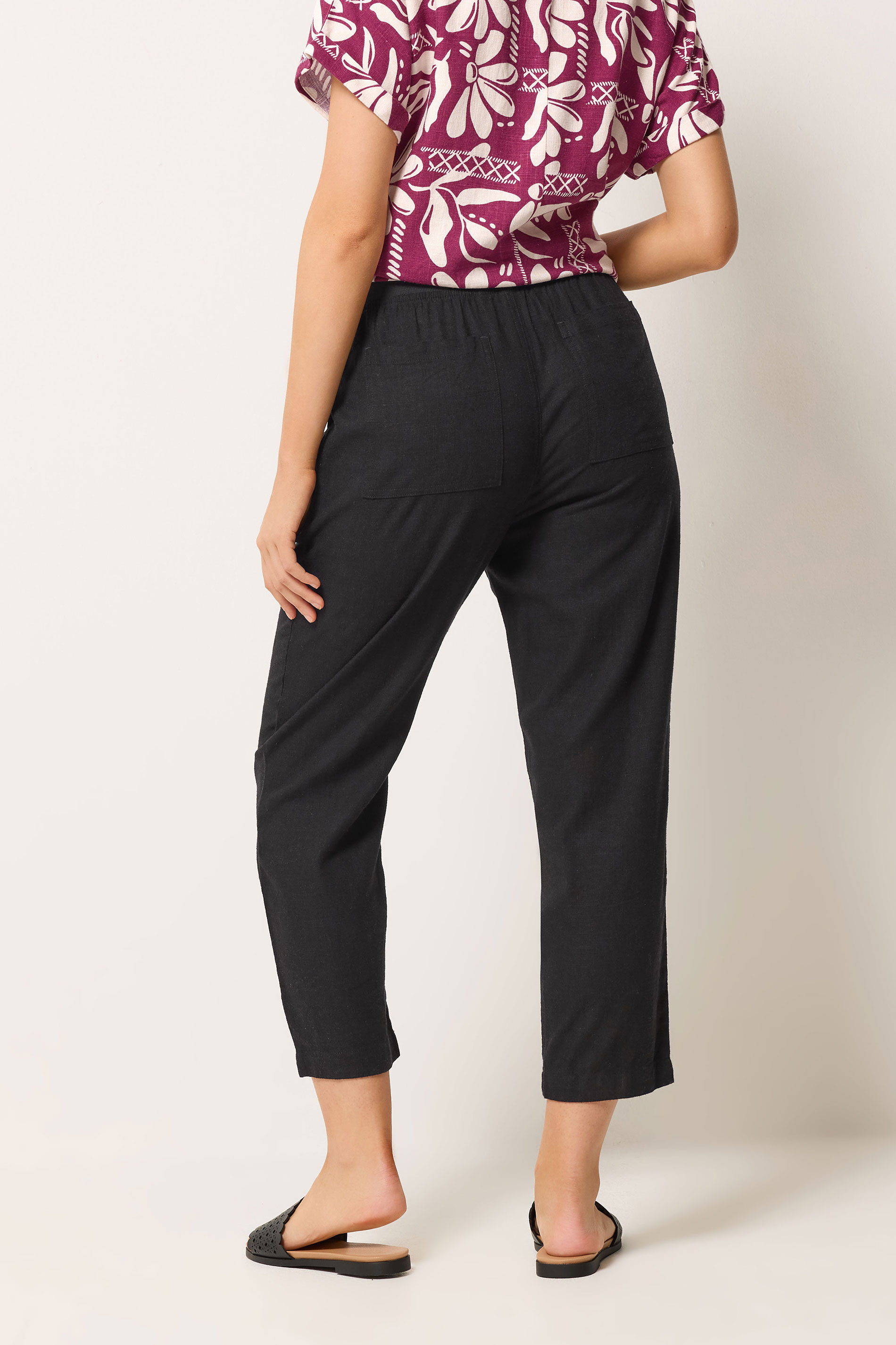 M&Co Black Linen Cropped Trousers | M&Co 2
