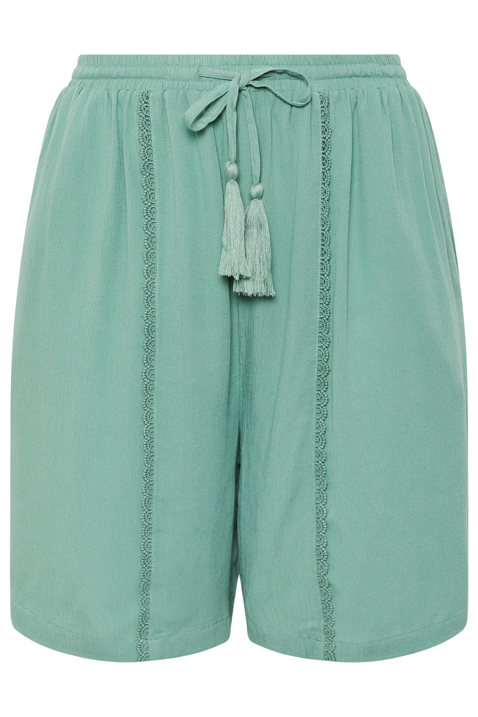 YOURS Plus Size Mint Green Scallop Detail Shorts | Yours Clothing 5