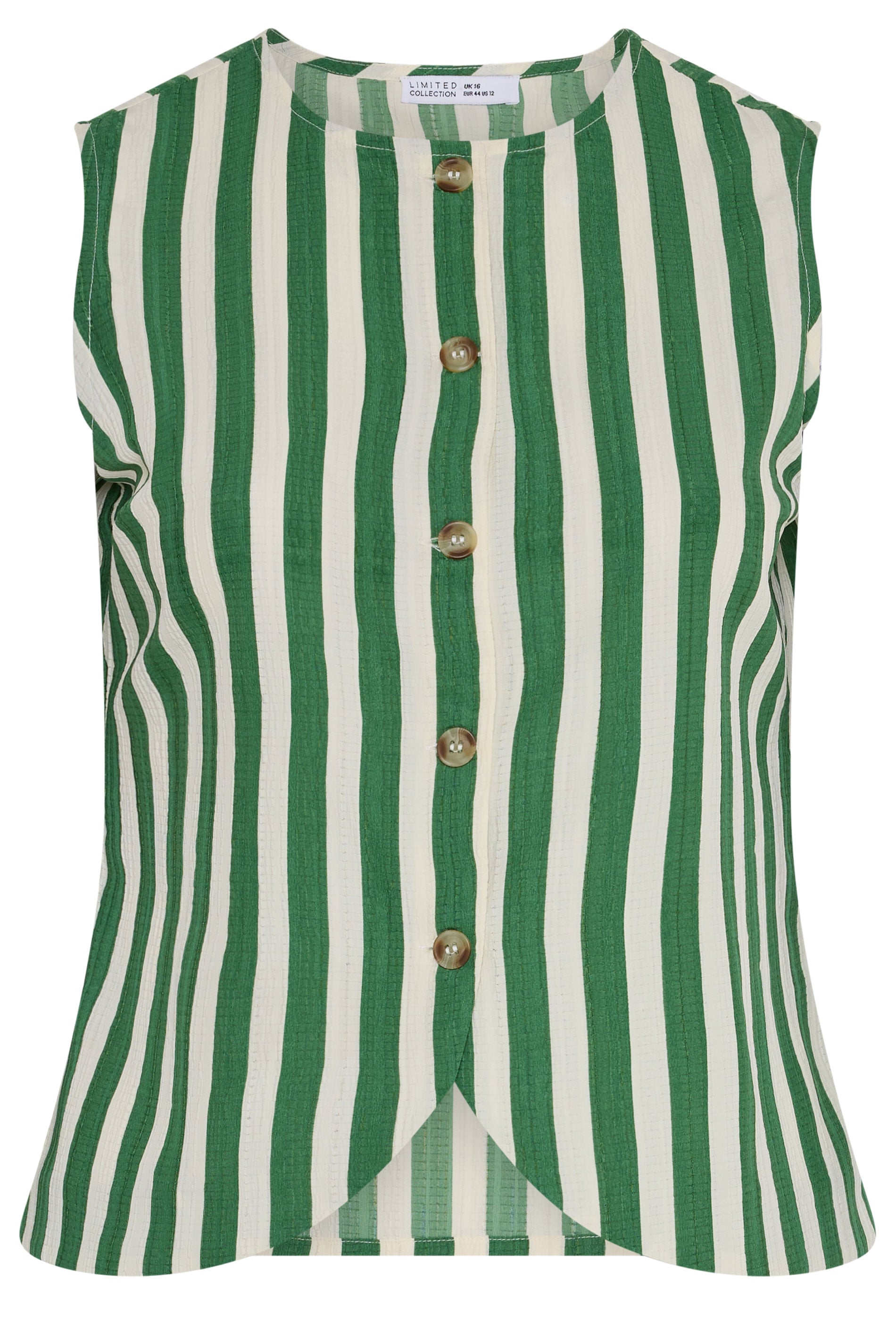 LIMITED COLLECTION Plus Size Green & White Stripe Waistcoat | Yours Clothing 5