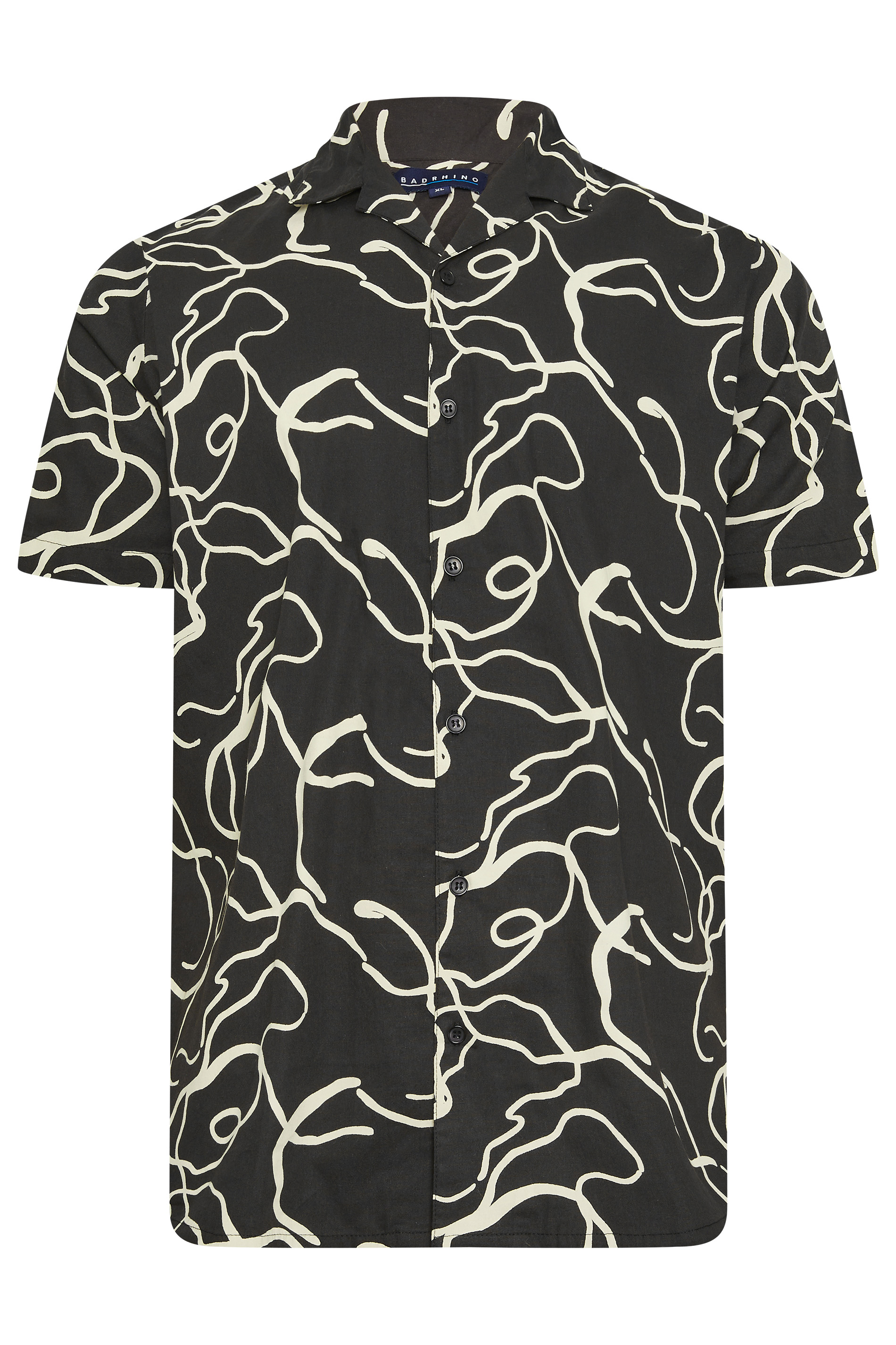 BadRhino Big & Tall Black Abstract Print Short Sleeve Shirt | BadRhino 3