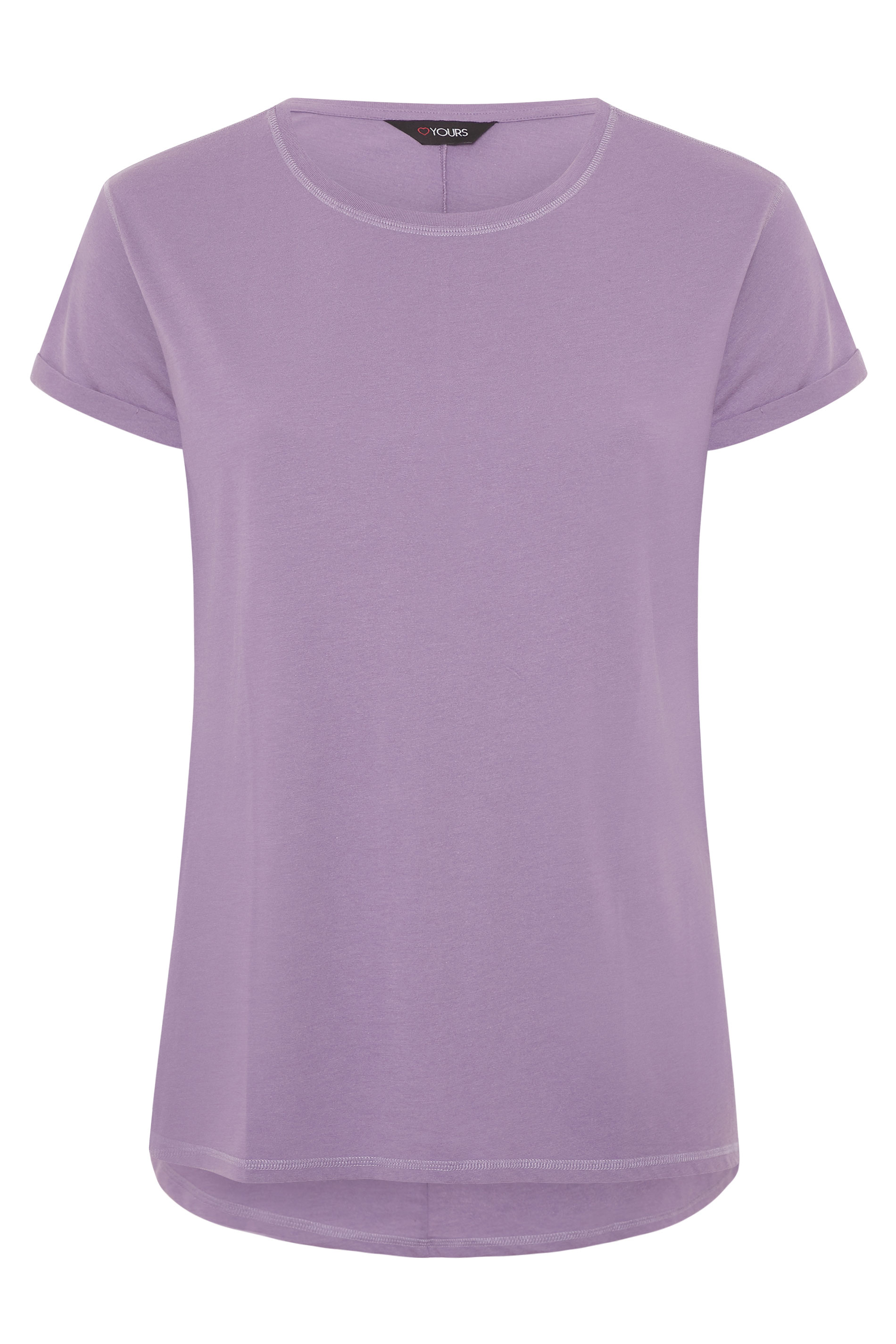 Lilac Topstitch Short Sleeve T-Shirt | Yours Clothing