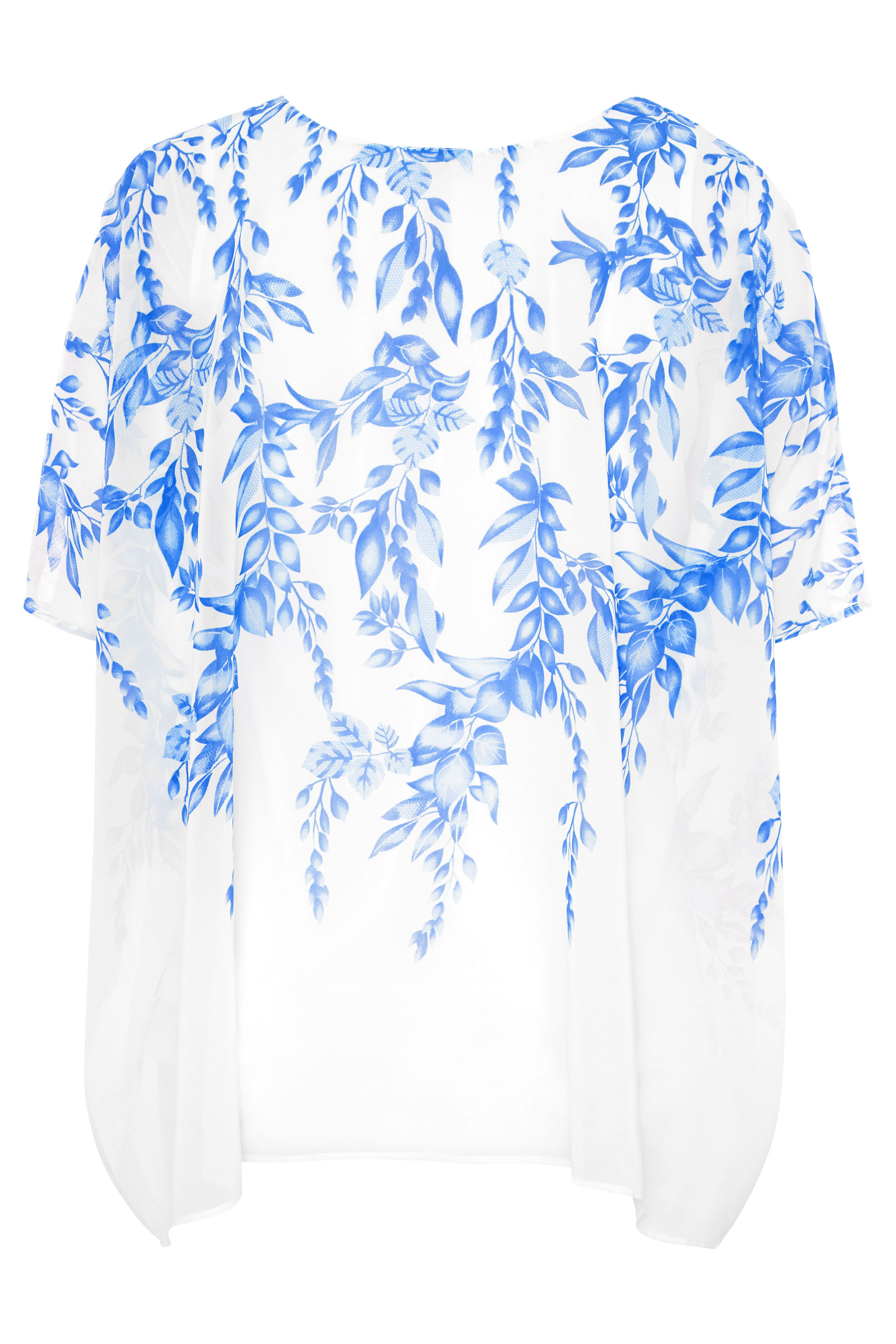 YOURS LONDON Blue Floral Cape Top | Yours Clothing