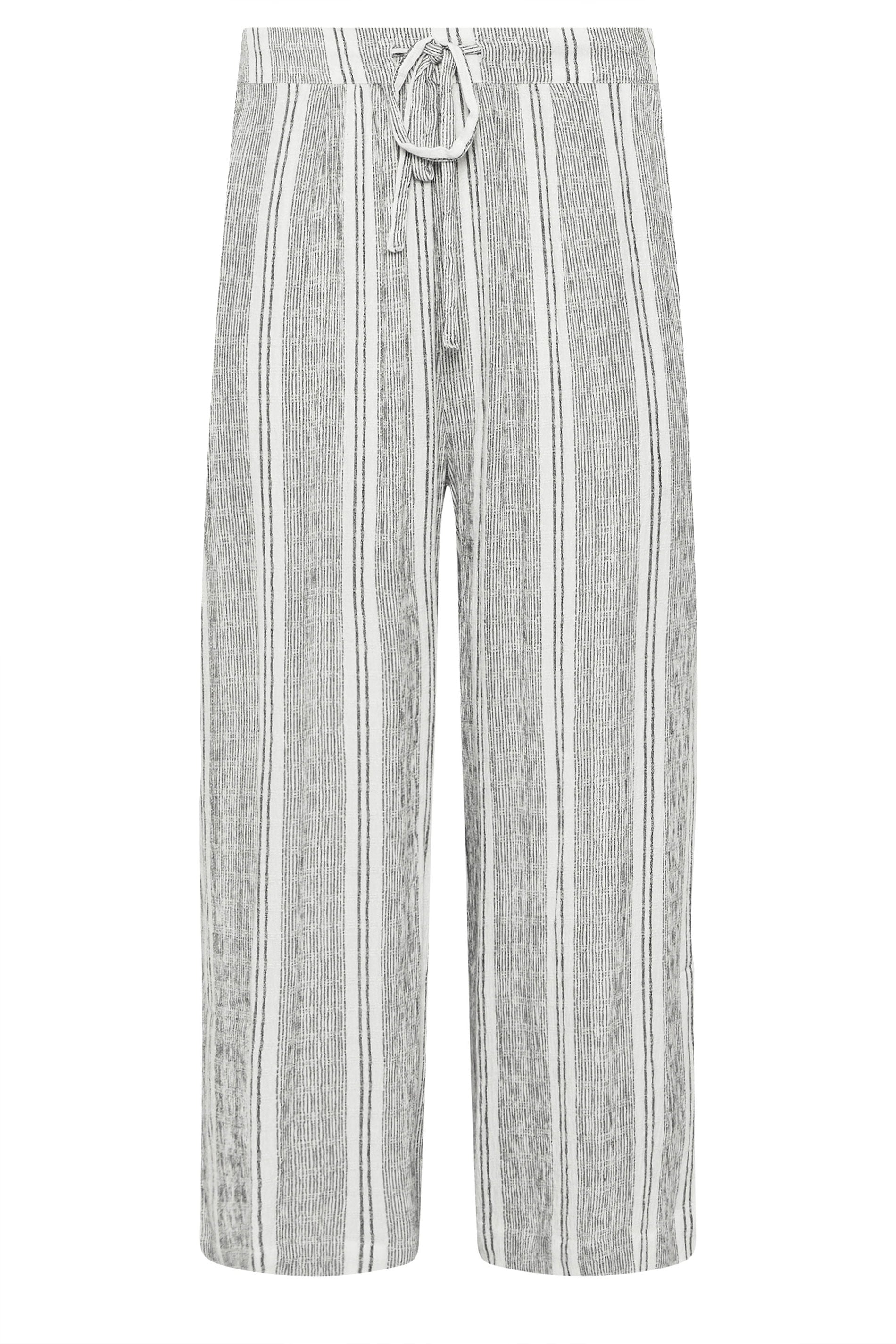 M&Co White Stripe Cropped Wide Leg Trousers | M&Co 5