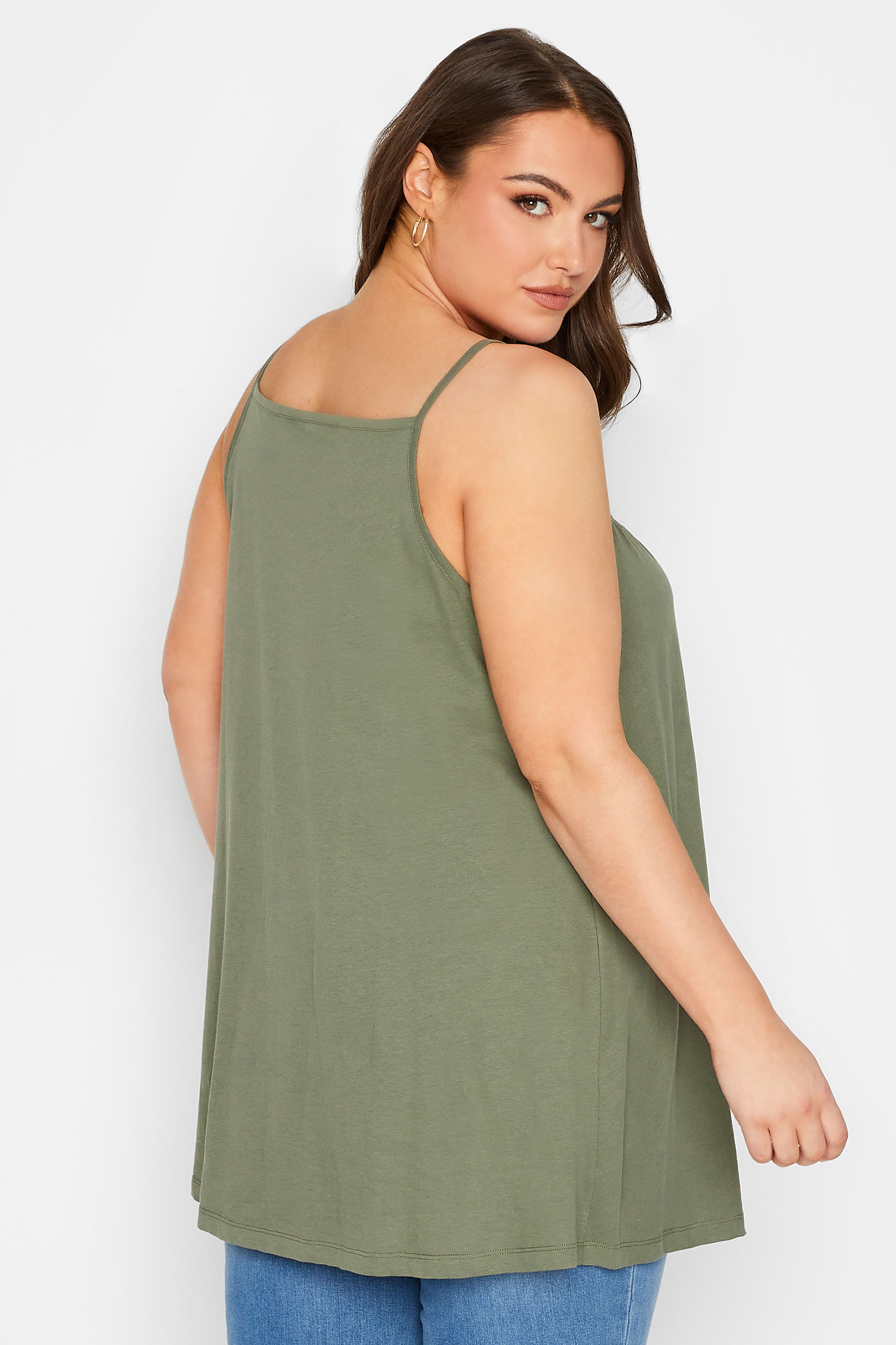 YOURS Plus Size Khaki Green Crochet Vest Top | Yours Clothing  3