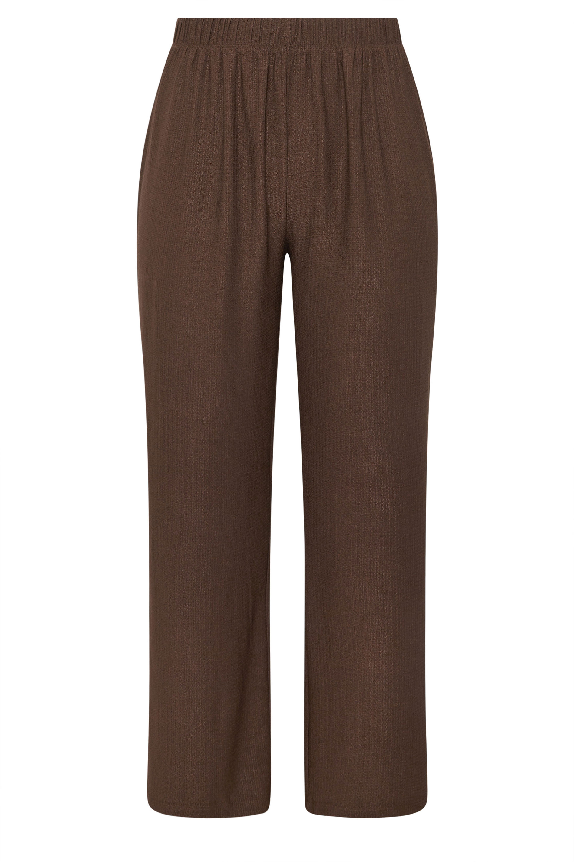 LIMITED COLLECTION Plus Size Brown Textured Wide Leg Trousers | Yours Clothing 6