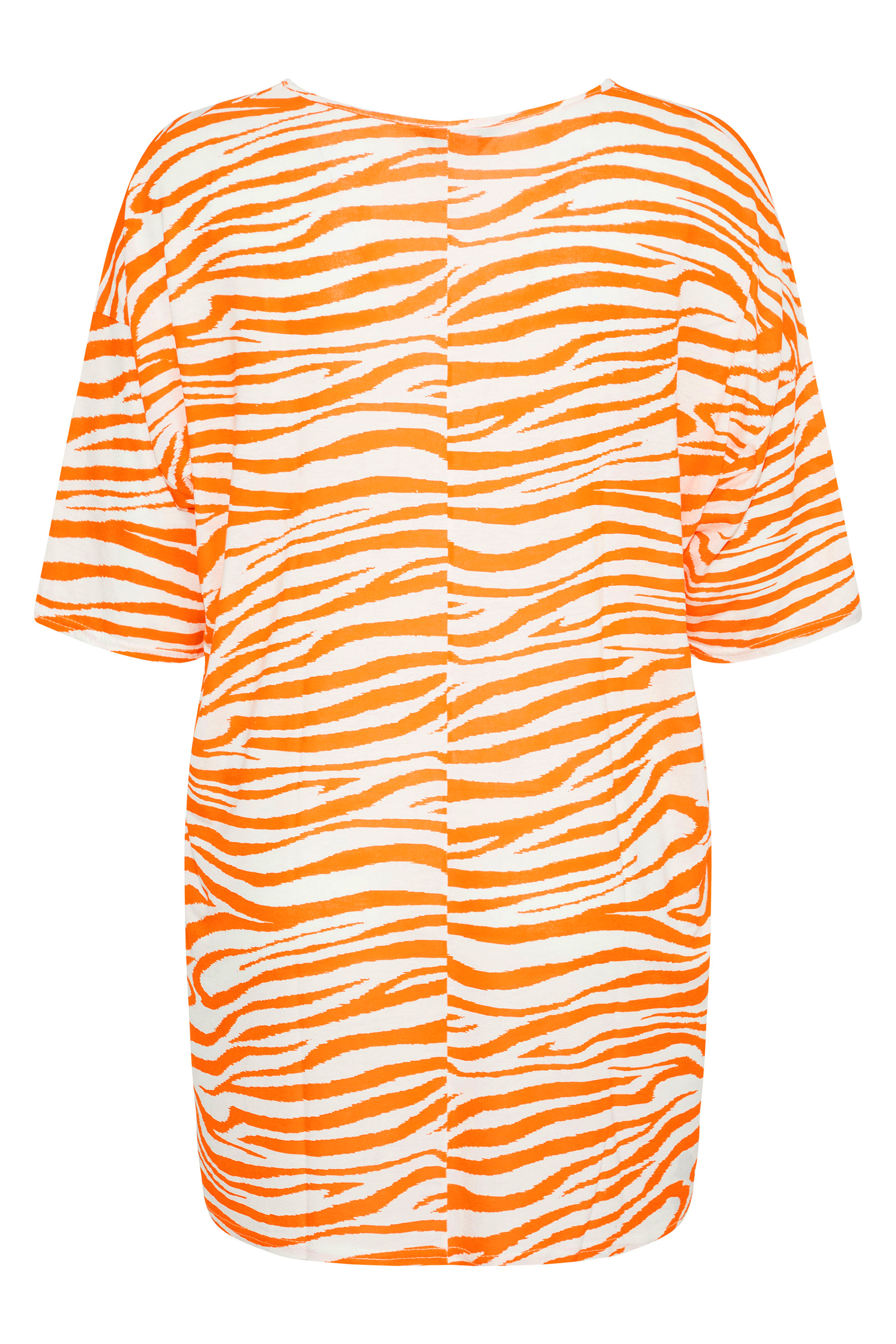 Grande taille  Tops Grande taille  T-Shirts | T-Shirt Orange Zébré Design Oversize - GK01241