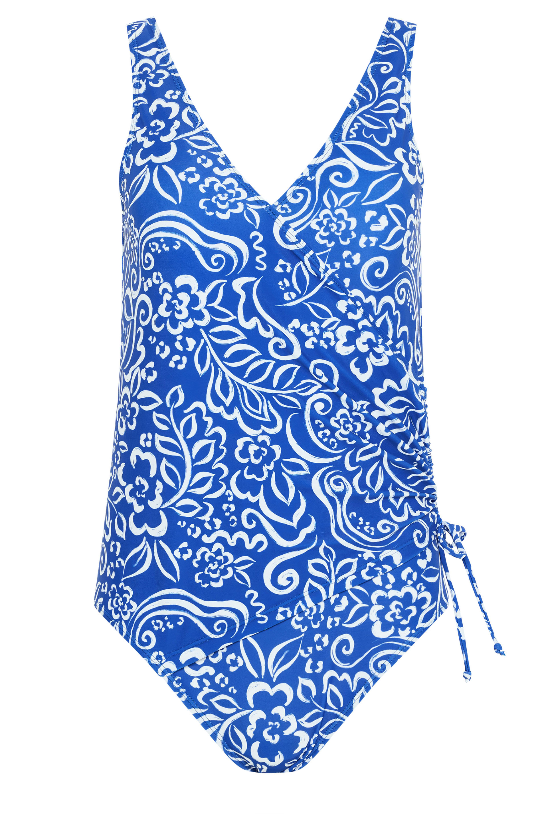 M&Co Blue & White Floral Print Wrap Swimsuit | M&Co 6