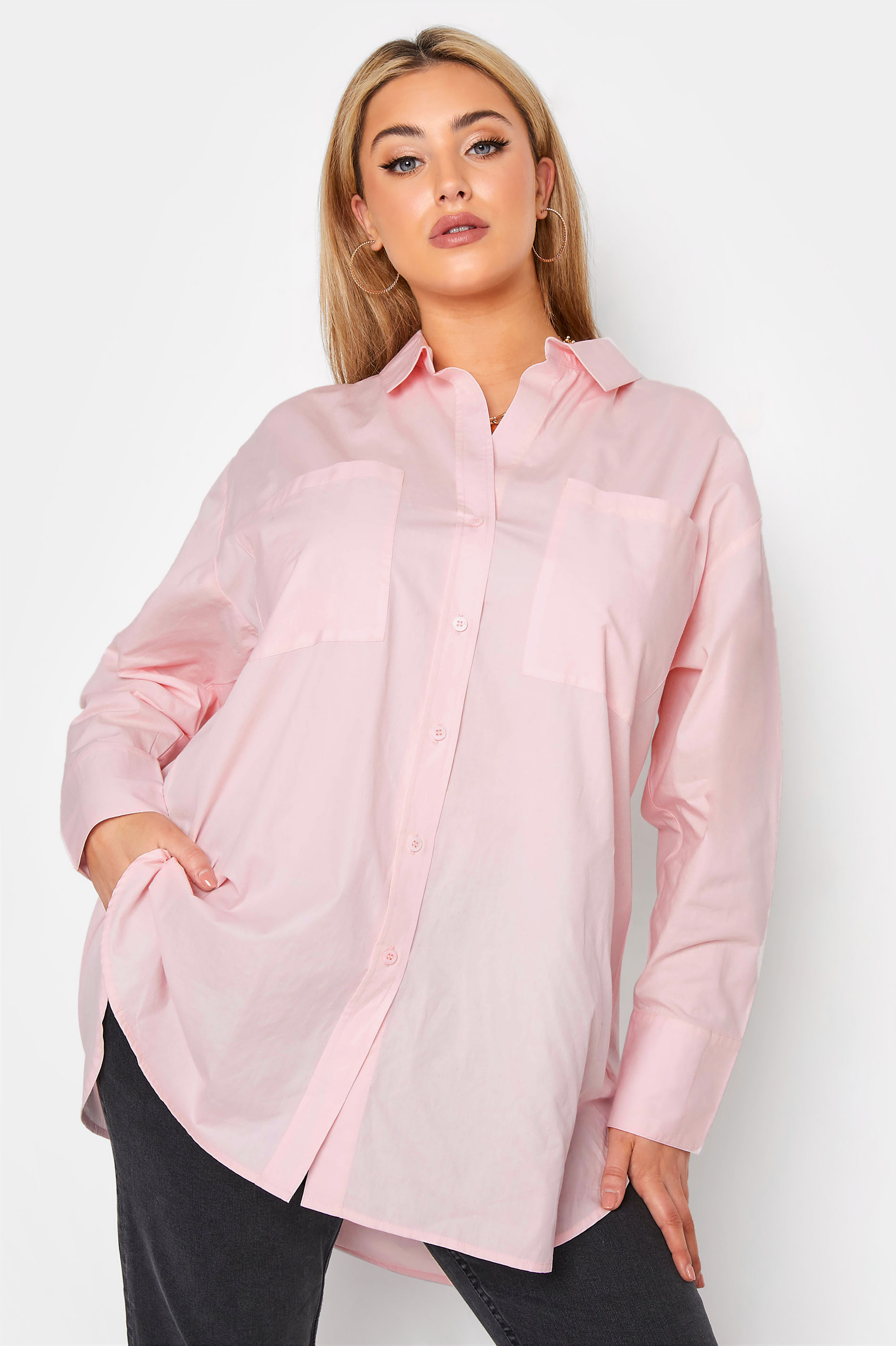 LIMITED COLLECTION Curve Pink Oversized Boyfriend Shirt_A.jpg