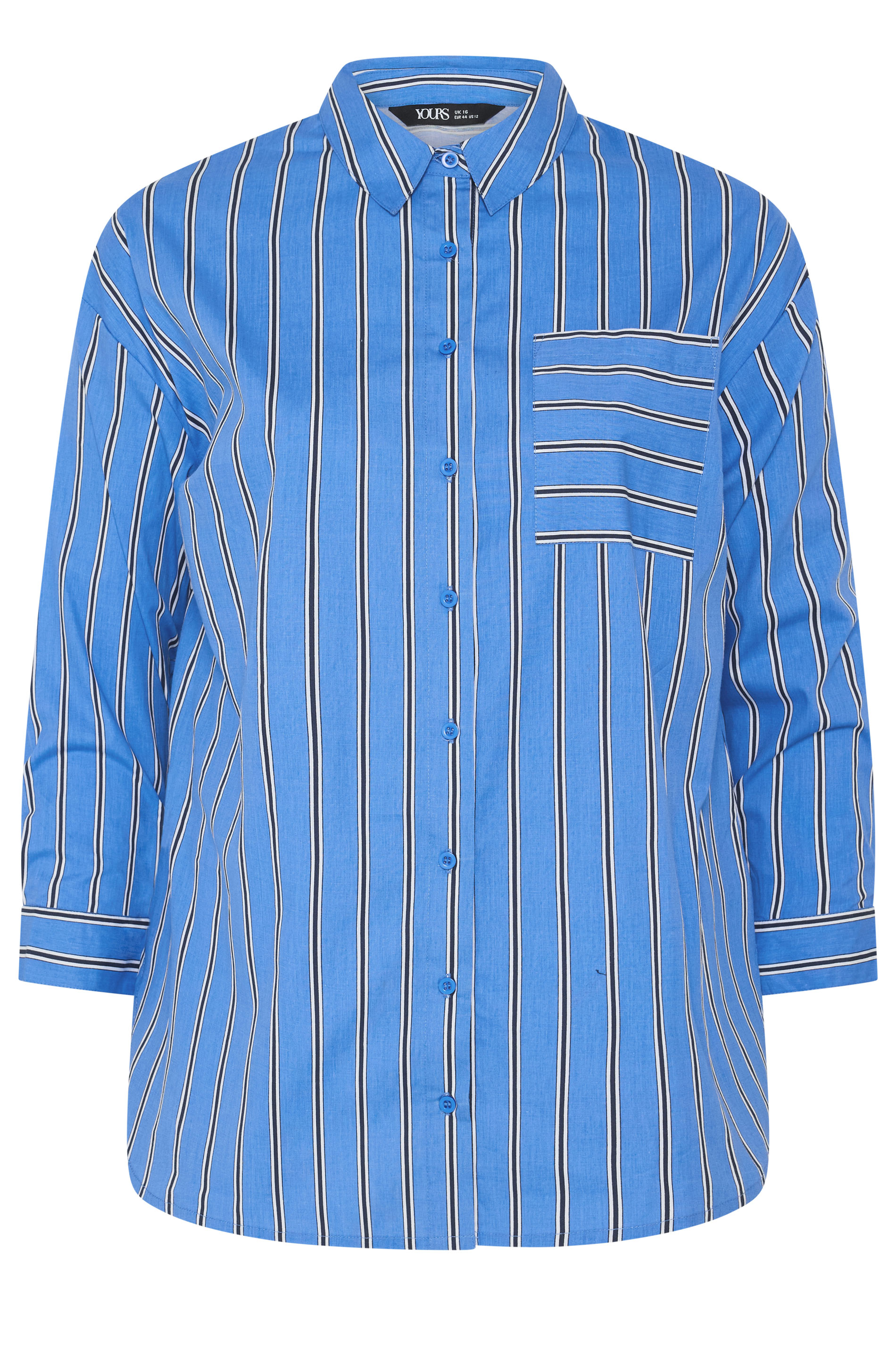 YOURS Plus Size Blue Stripe Button Through Shirt | Yours Clothing 7