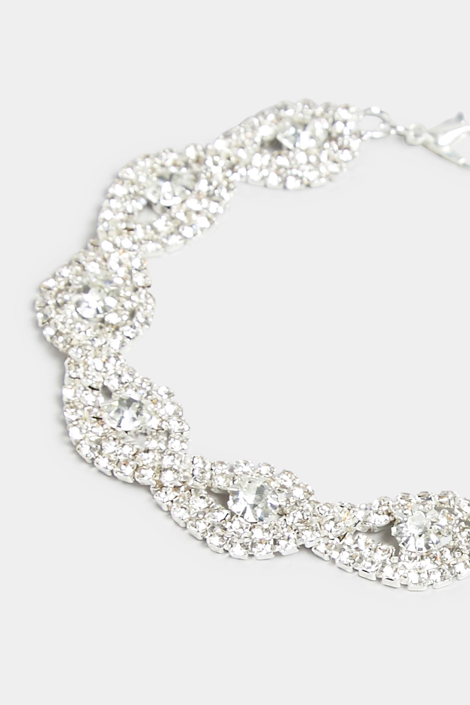 Silver Diamante Twist Bracelet | Yours Clothing 3