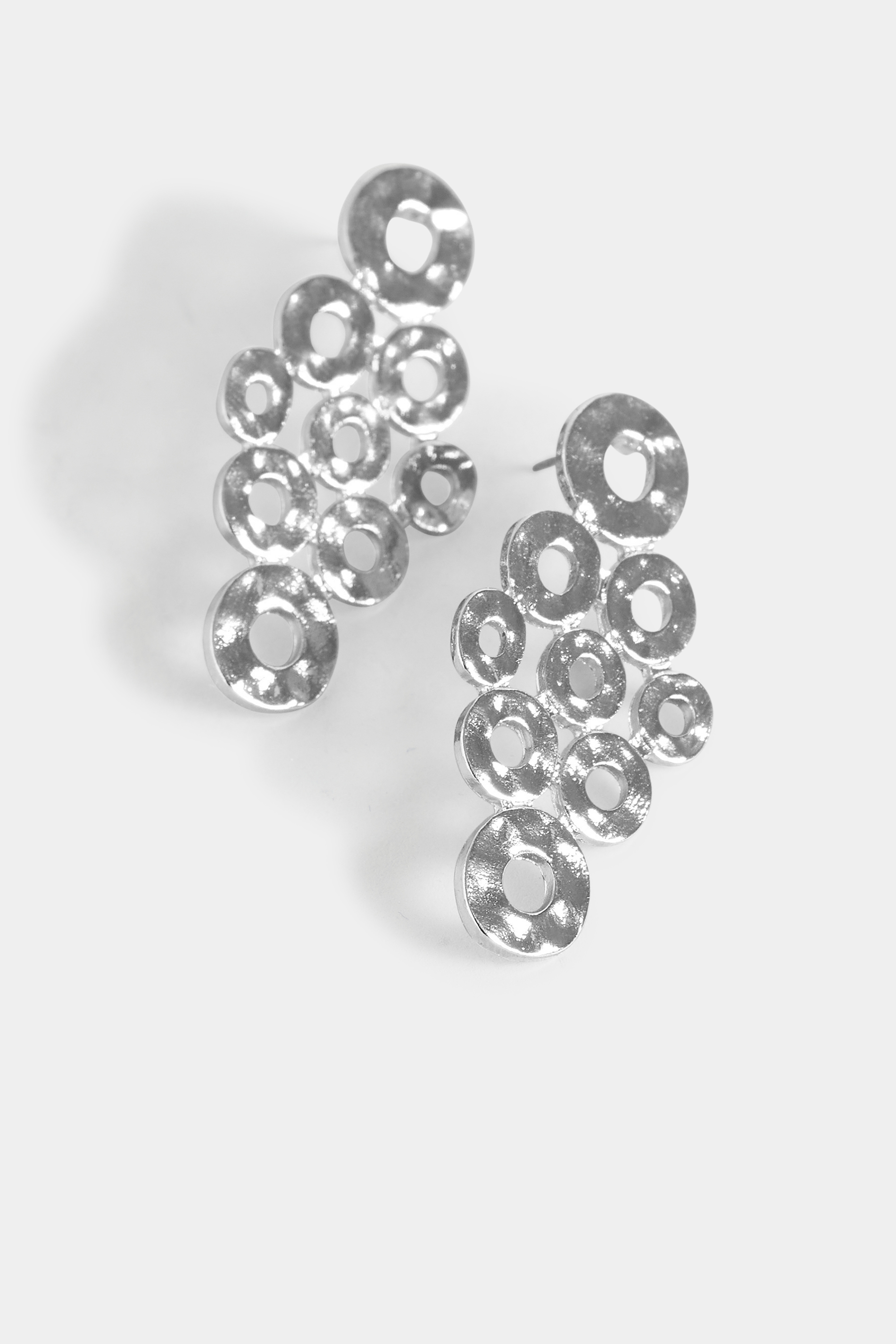 Silver Circle Drop Earrings | Yours Clothing 3