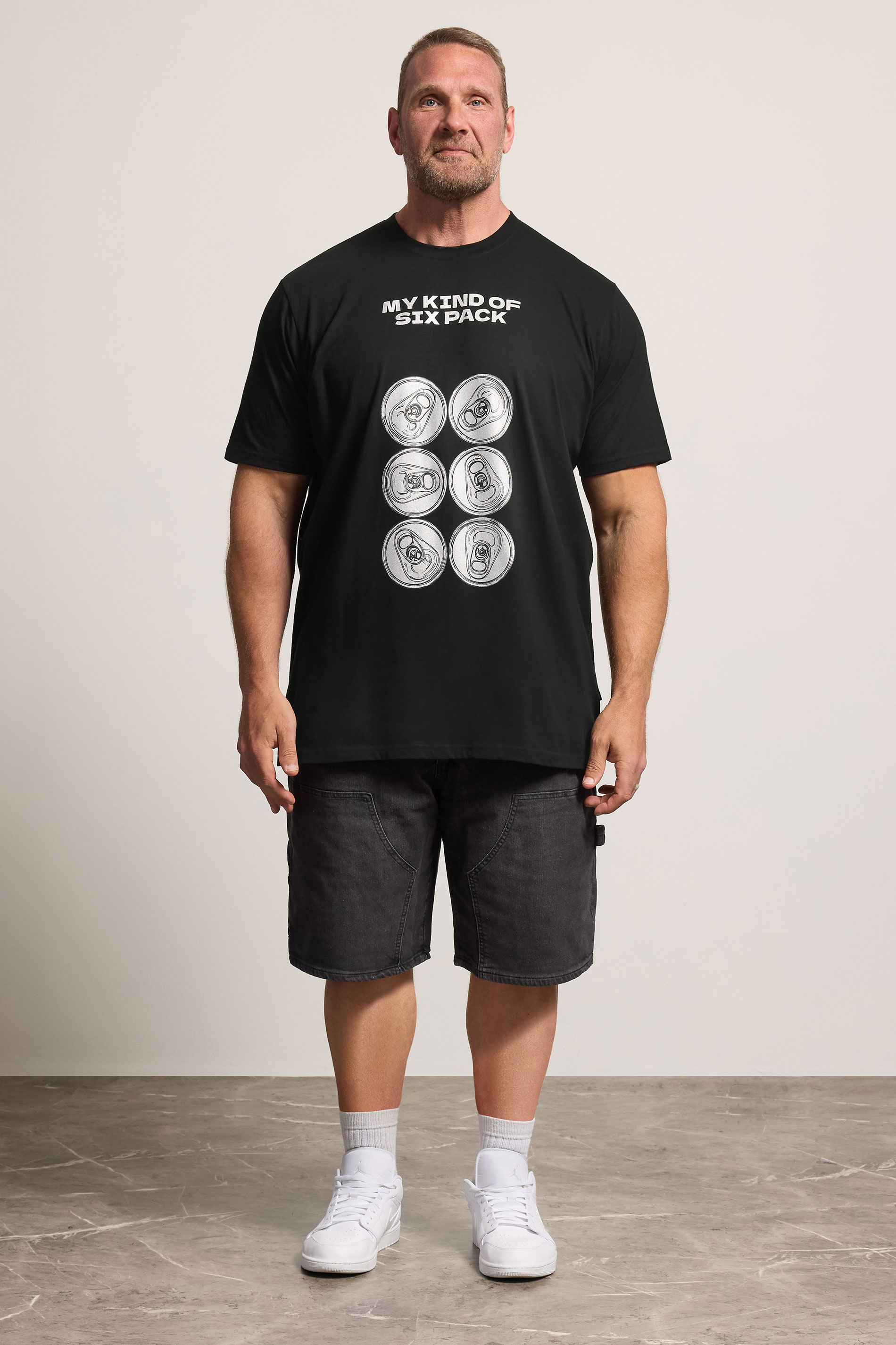 BadRhino Big & Tall Black Extra Long 'Six Pack' Graphic T-Shirt | BadRhino 1
