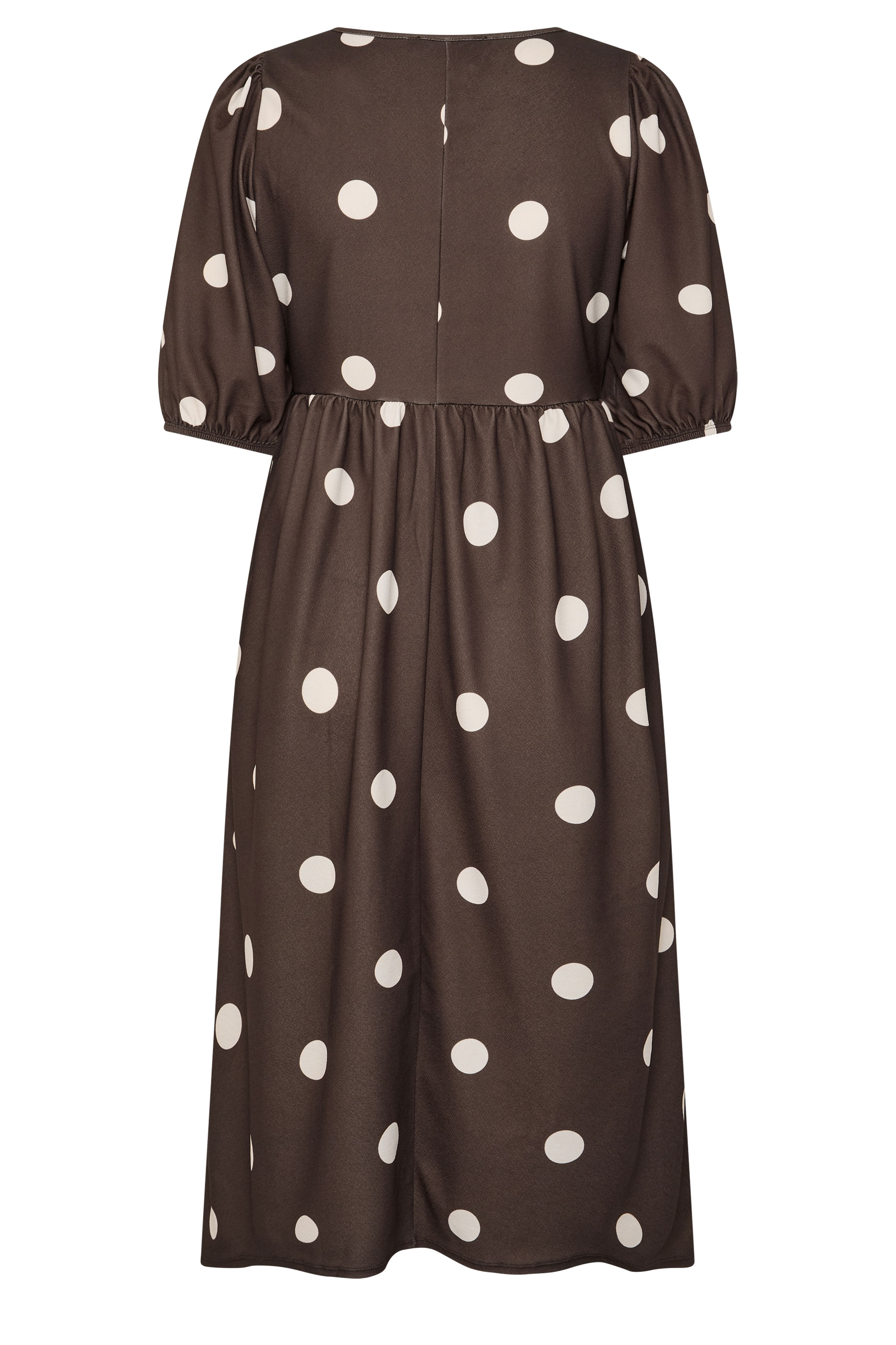 LIMITED COLLECTION Plus Size Chocolate Brown Polka Dot Dress | Yours Clothing 2