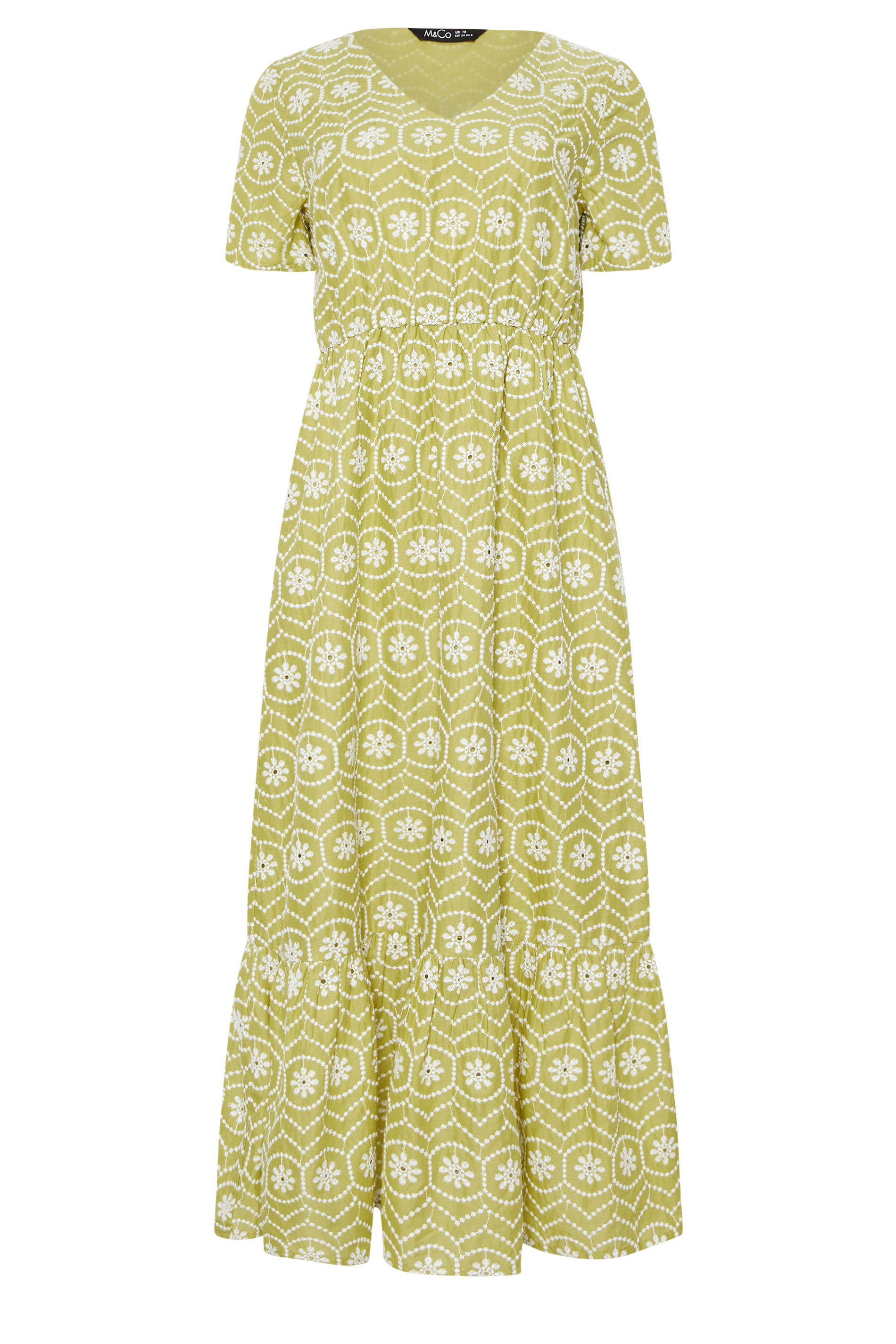 M&Co Light Green Floral Broderie Cotton Maxi Dress | M&Co 6