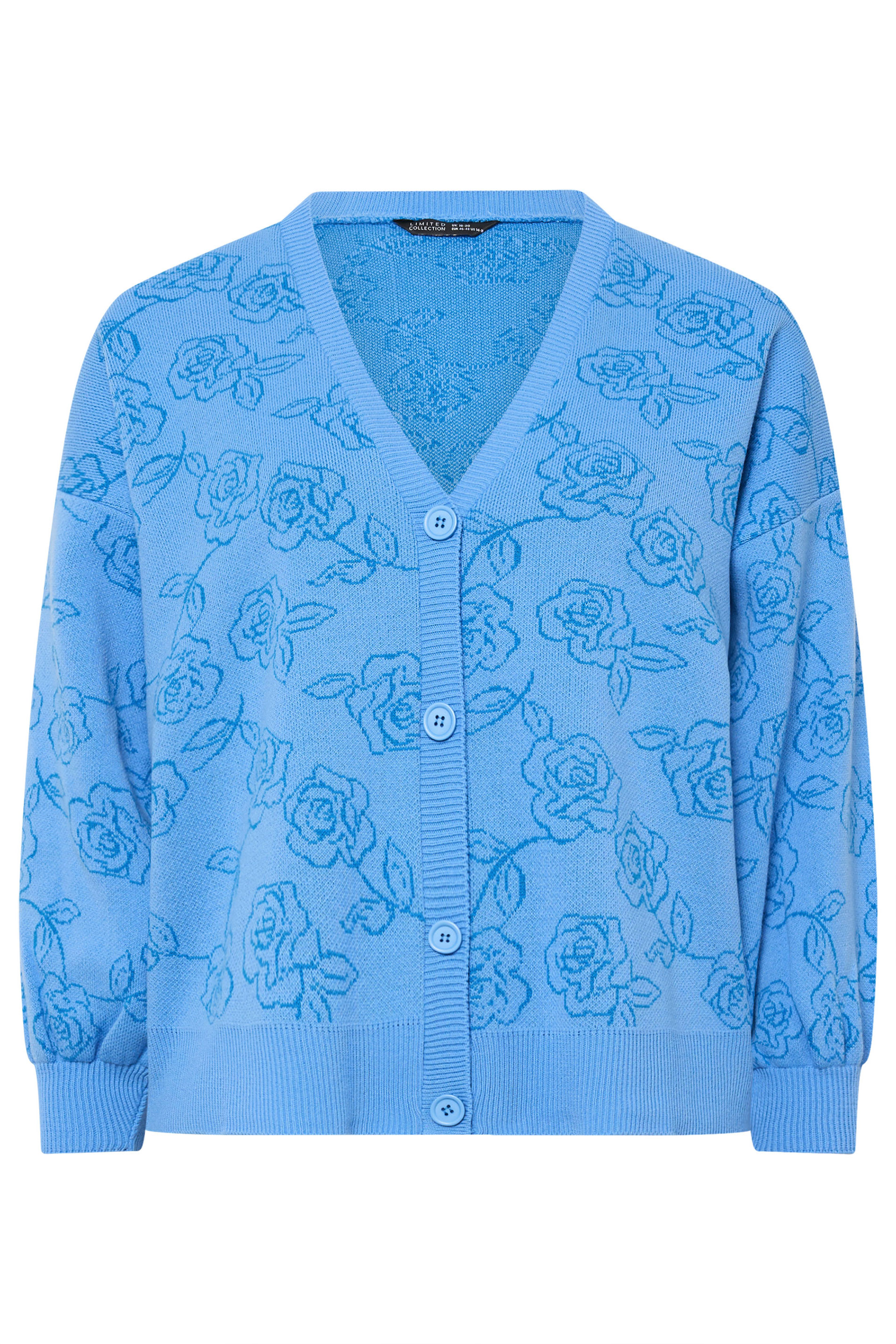 LIMITED COLLECTION Plus Size Blue Rose Knitted Cardigan | Yours Clothing 5