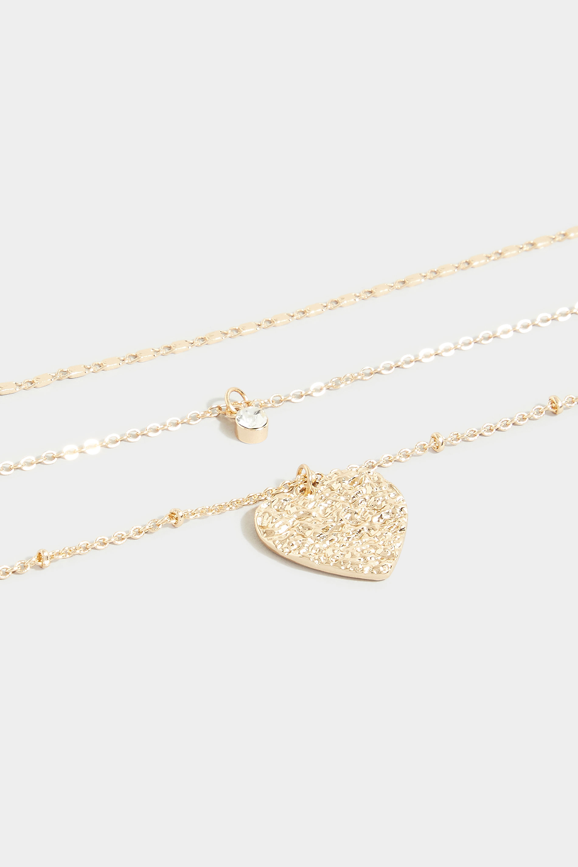 Gold Tone Heart Triple Layer Necklace | Yours Clothing 3