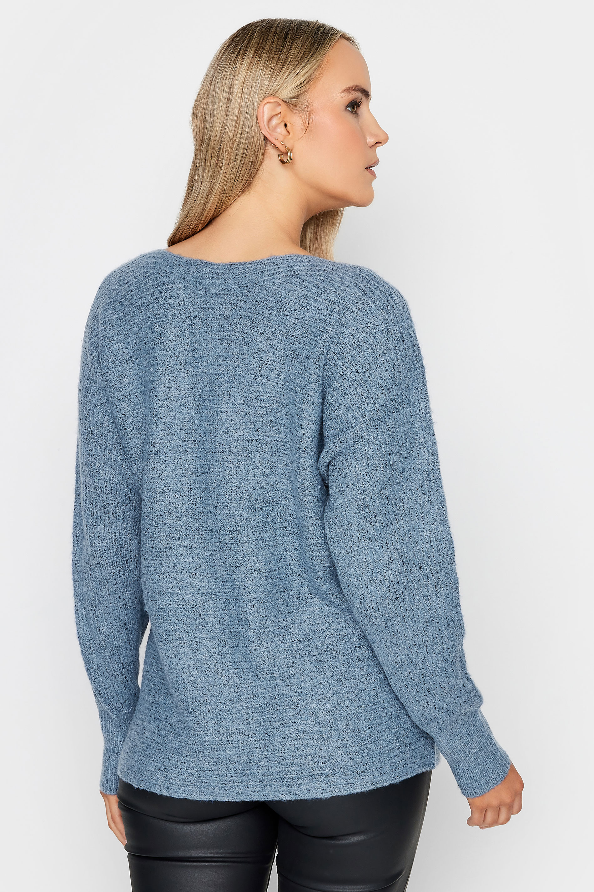 LTS Tall Light Blue Long Sleeve Knitted Jumper | Long Tall Sally 3