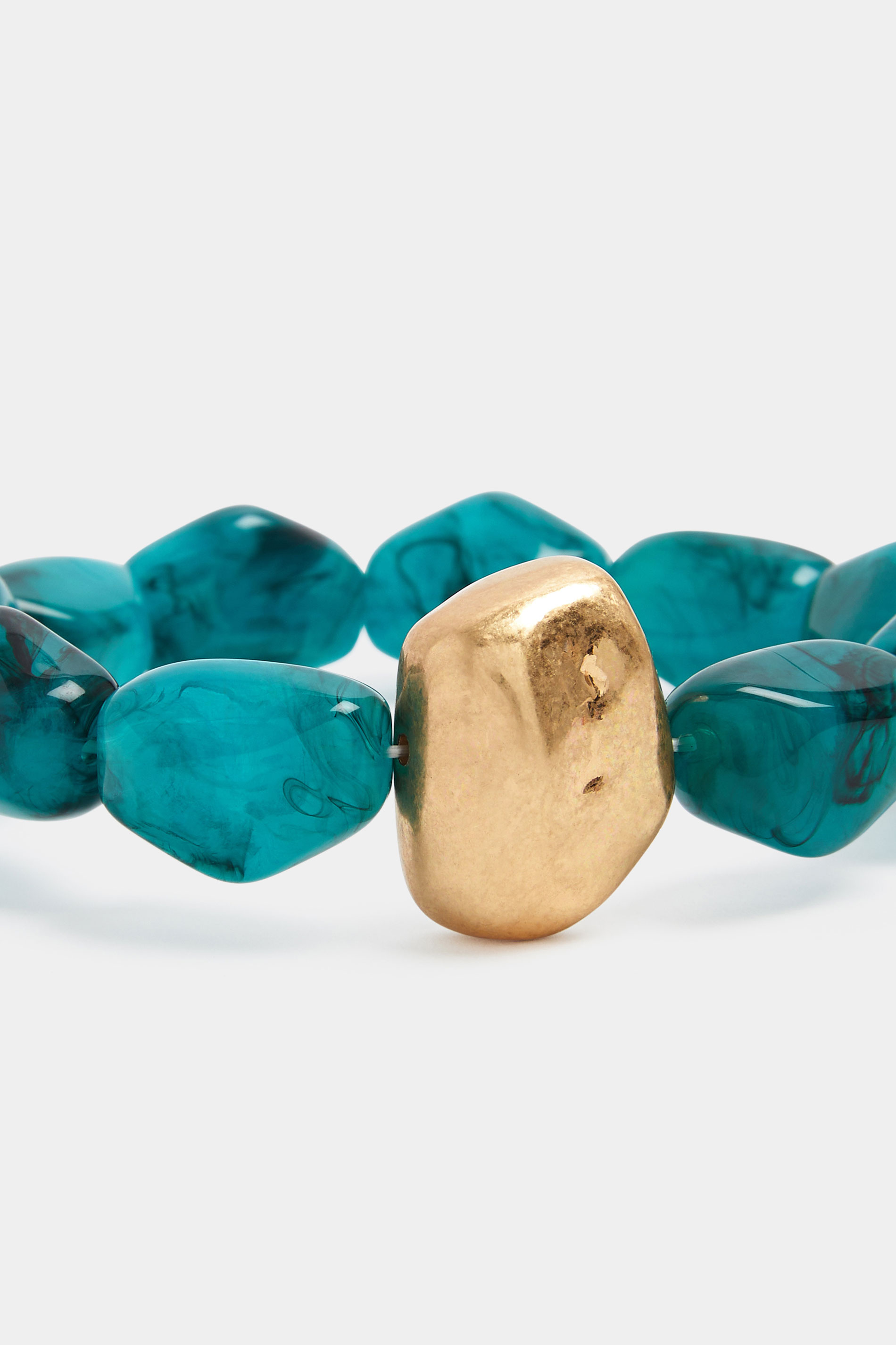 Blue and Gold Tone Statement Beaded Bracelet | Yours Clothing 2
