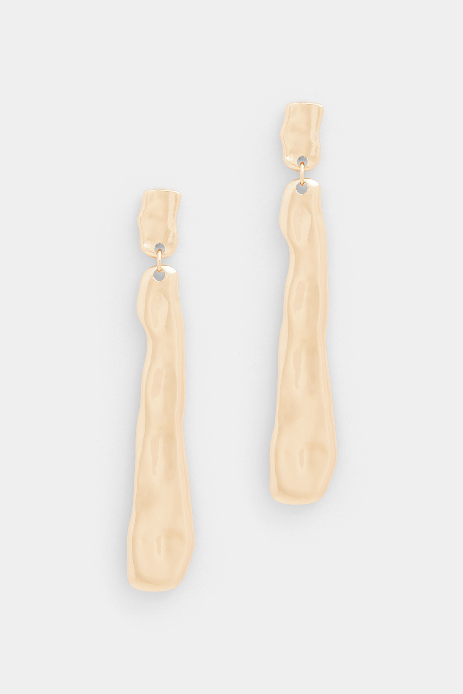 Gold Tone Long Molten Drop Earrings | Yours Clothing 3