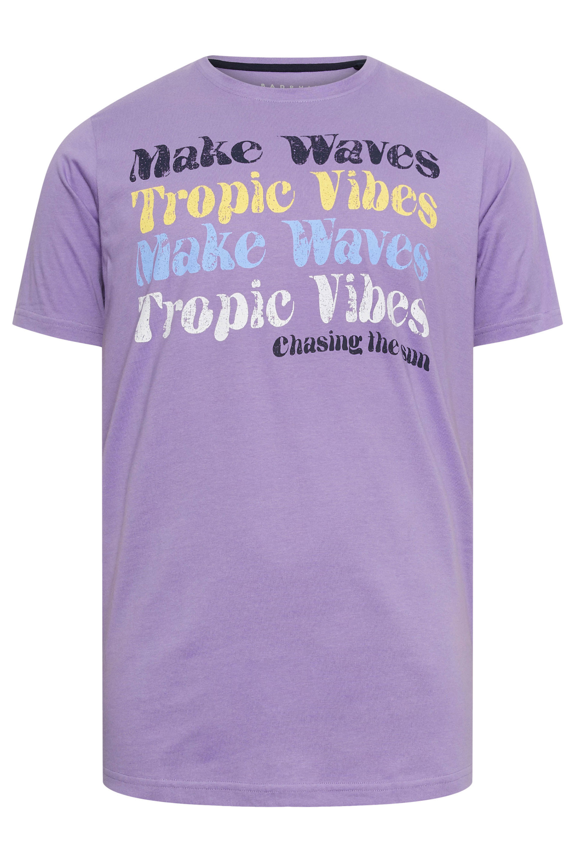 BadRhino Big & Tall Purple 'Make Waves' Slogan T-Shirt | BadRhino 2