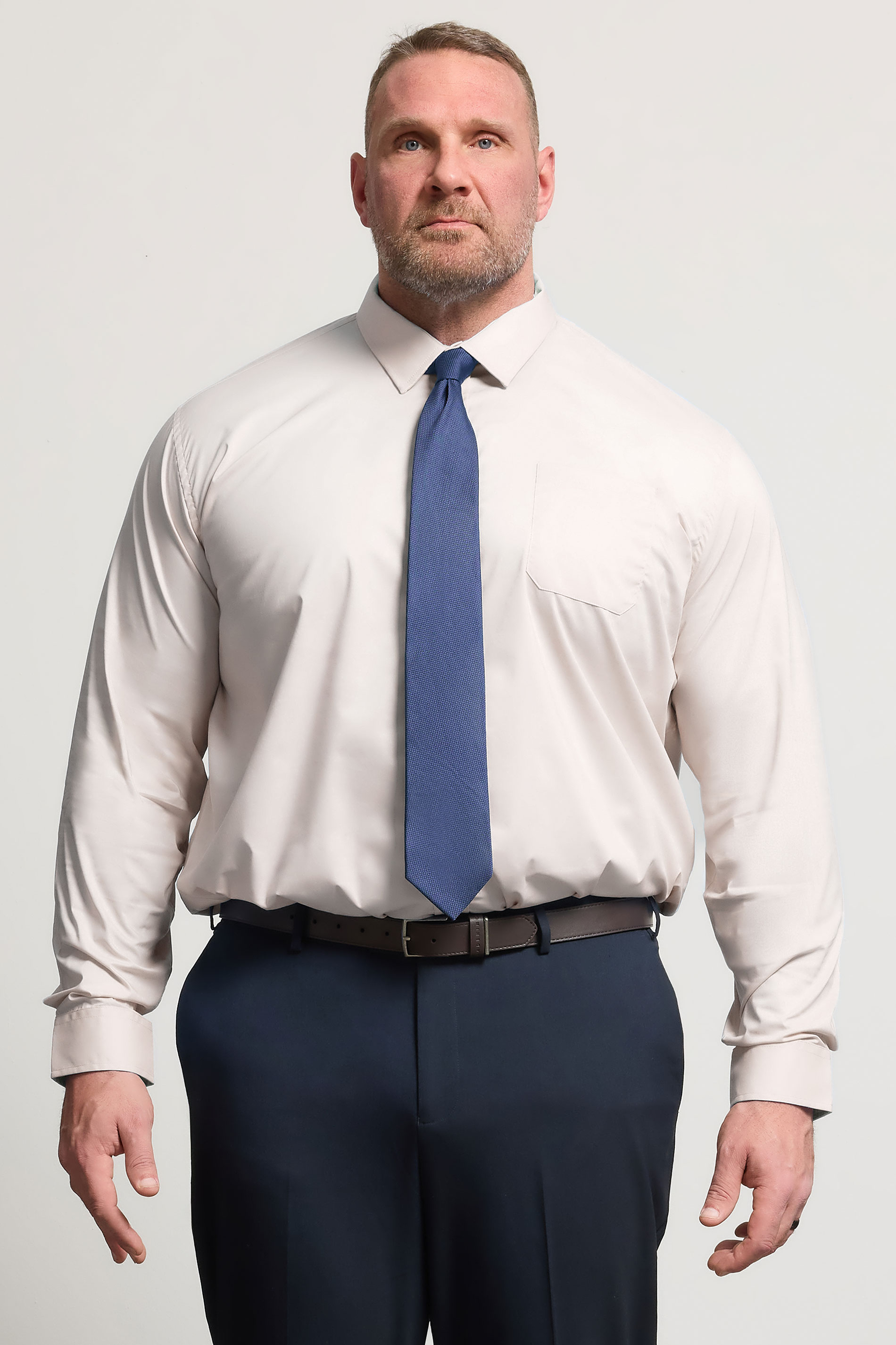 D555 Big & Tall Pink Long Sleeve Non Iron Stretch Shirt | BadRhino 3