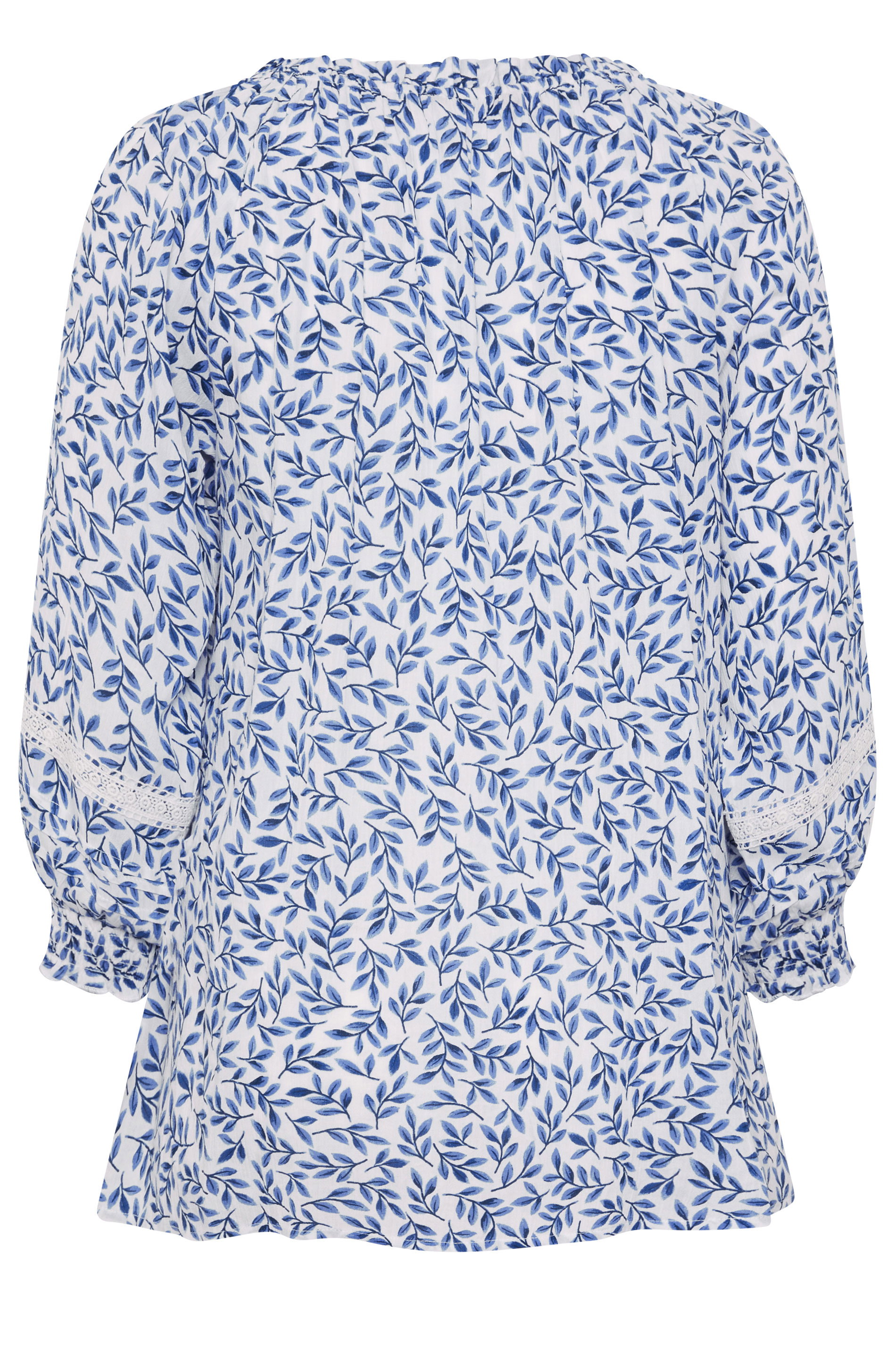 YOURS Plus Size Blue Leaf Pintuck Blouse | Yours Clothing 7