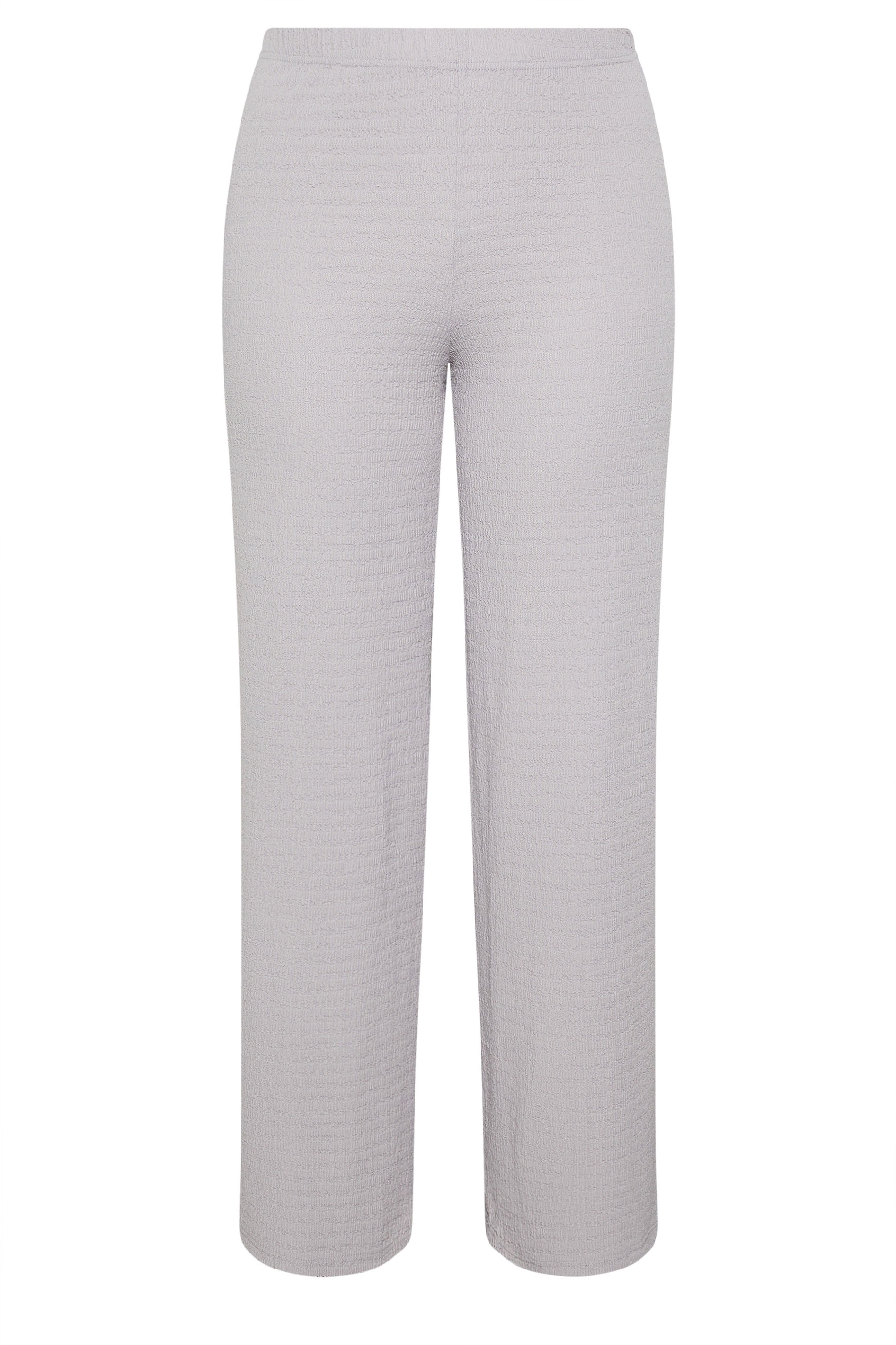 LTS Tall Women's Light Grey Textured Elasticated Wide Leg Trousers | Long Tall Sally 5