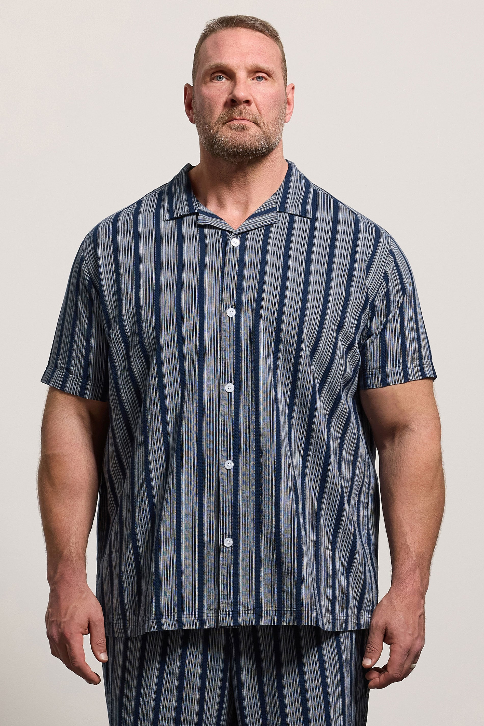 BadRhino Big & Tall Navy Blue & White Stripe Shirt | BadRhino 1