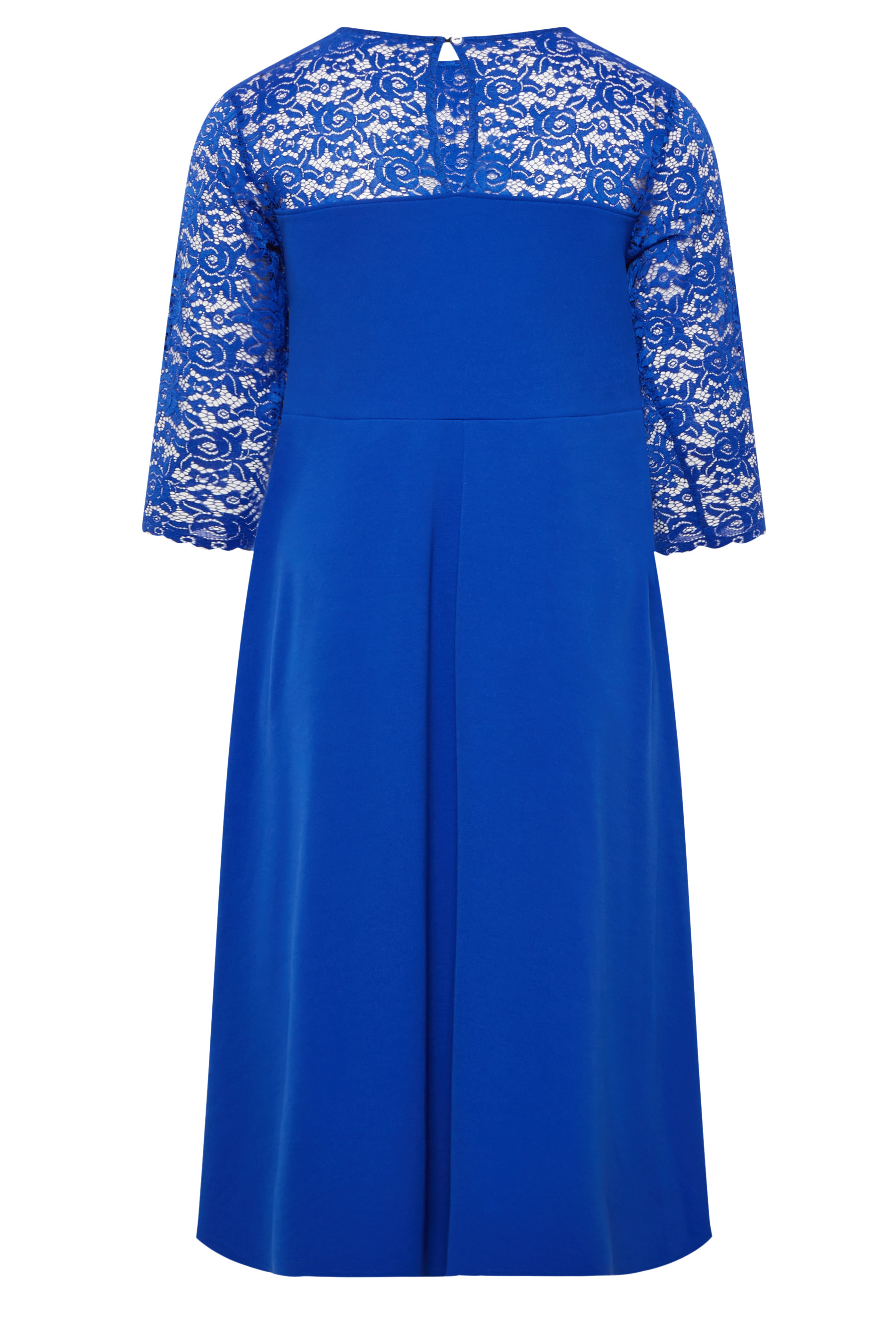 YOURS LONDON Plus Size Curve Royal Blue Lace Sweetheart Midi Dress ...