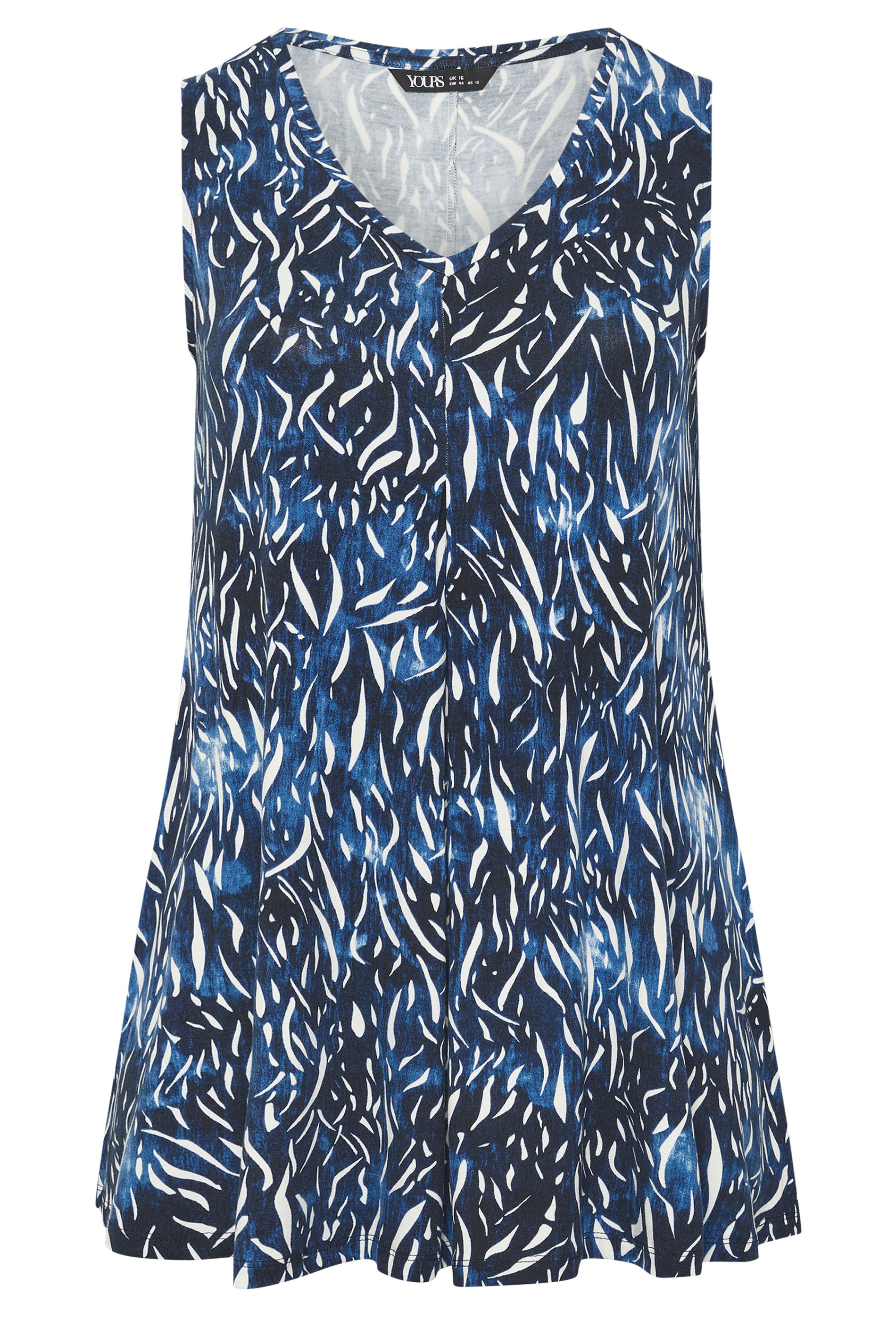 YOURS Plus Size Navy Blue Abstract Pleat Vest Top | Yours Clothing 5