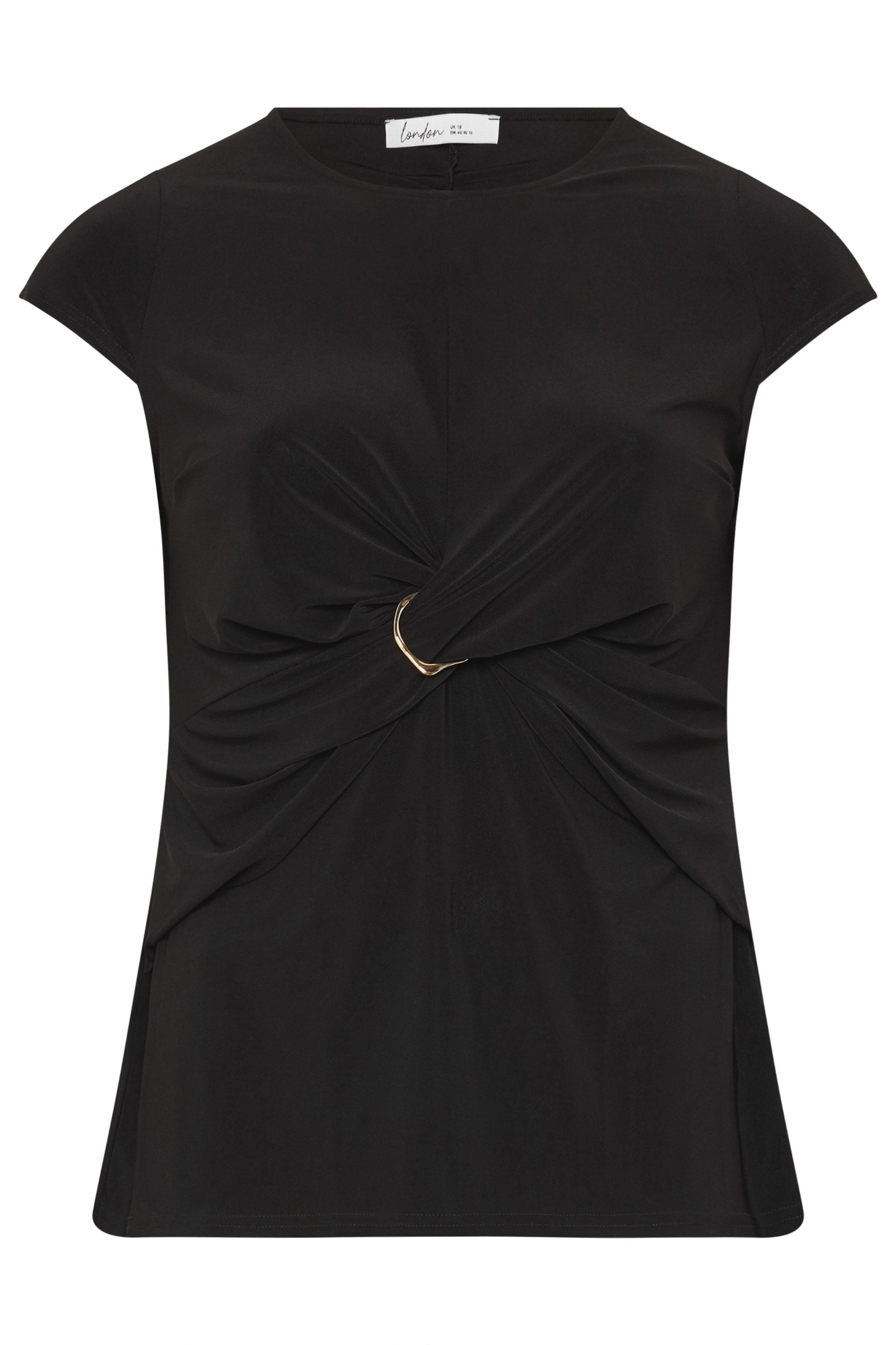 YOURS LONDON Plus Size Black Twist Front Top | Yours Clothing 5