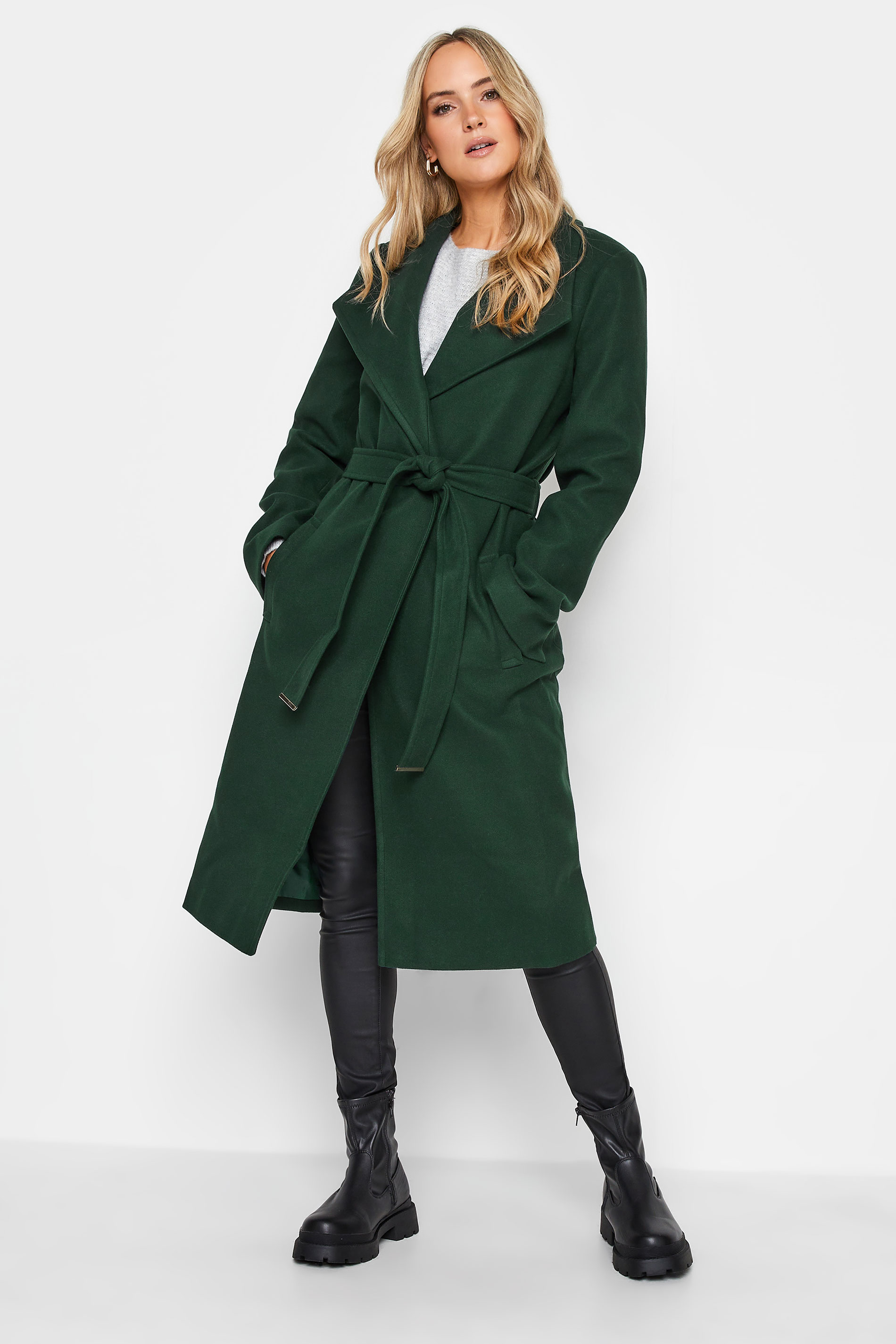 LTS Tall Women's Dark Green Belted Coat | Long Tall Sally 1