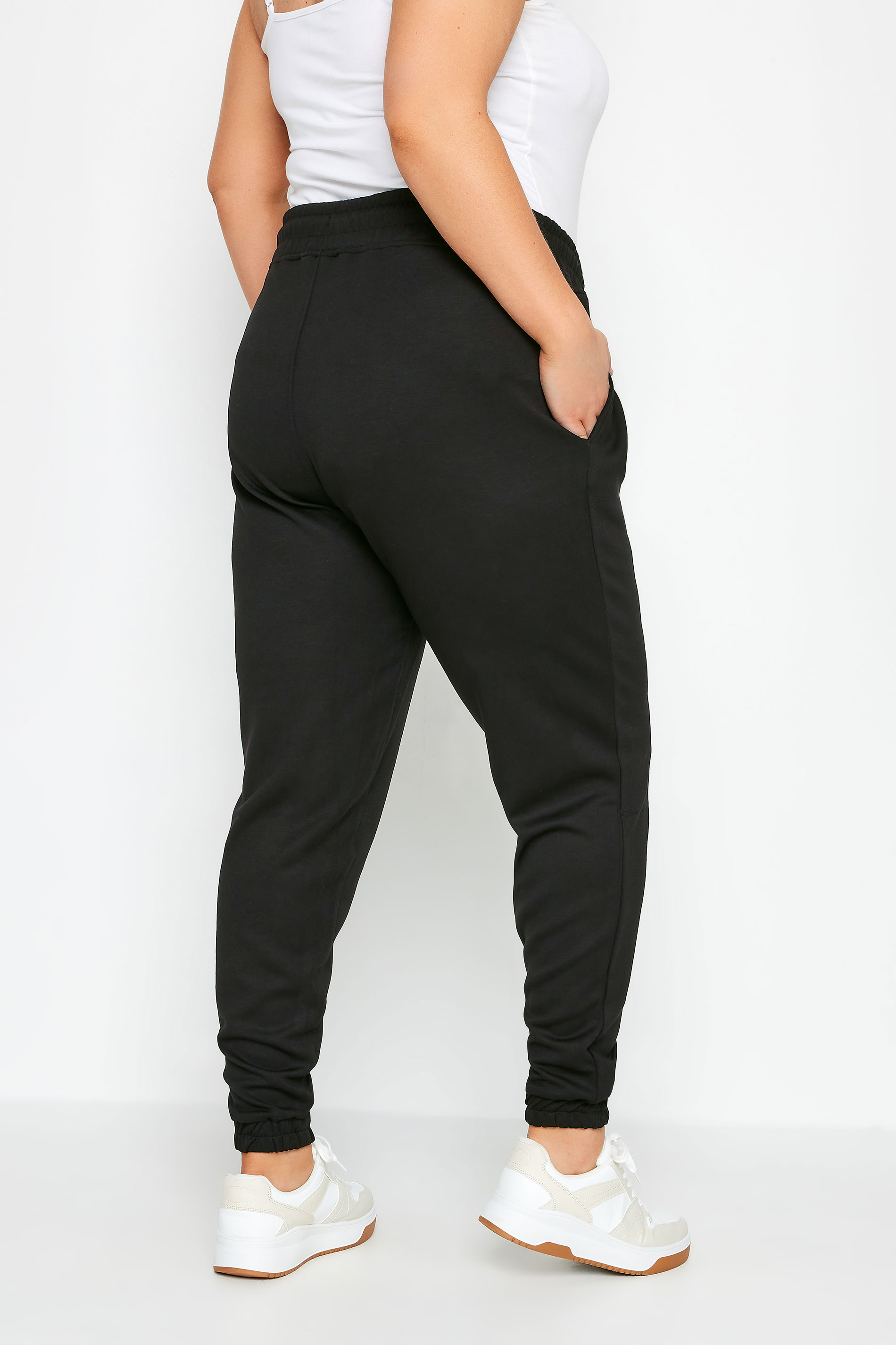 YOURS Plus Size Black Elasticated Joggers | Yours Clothing 3