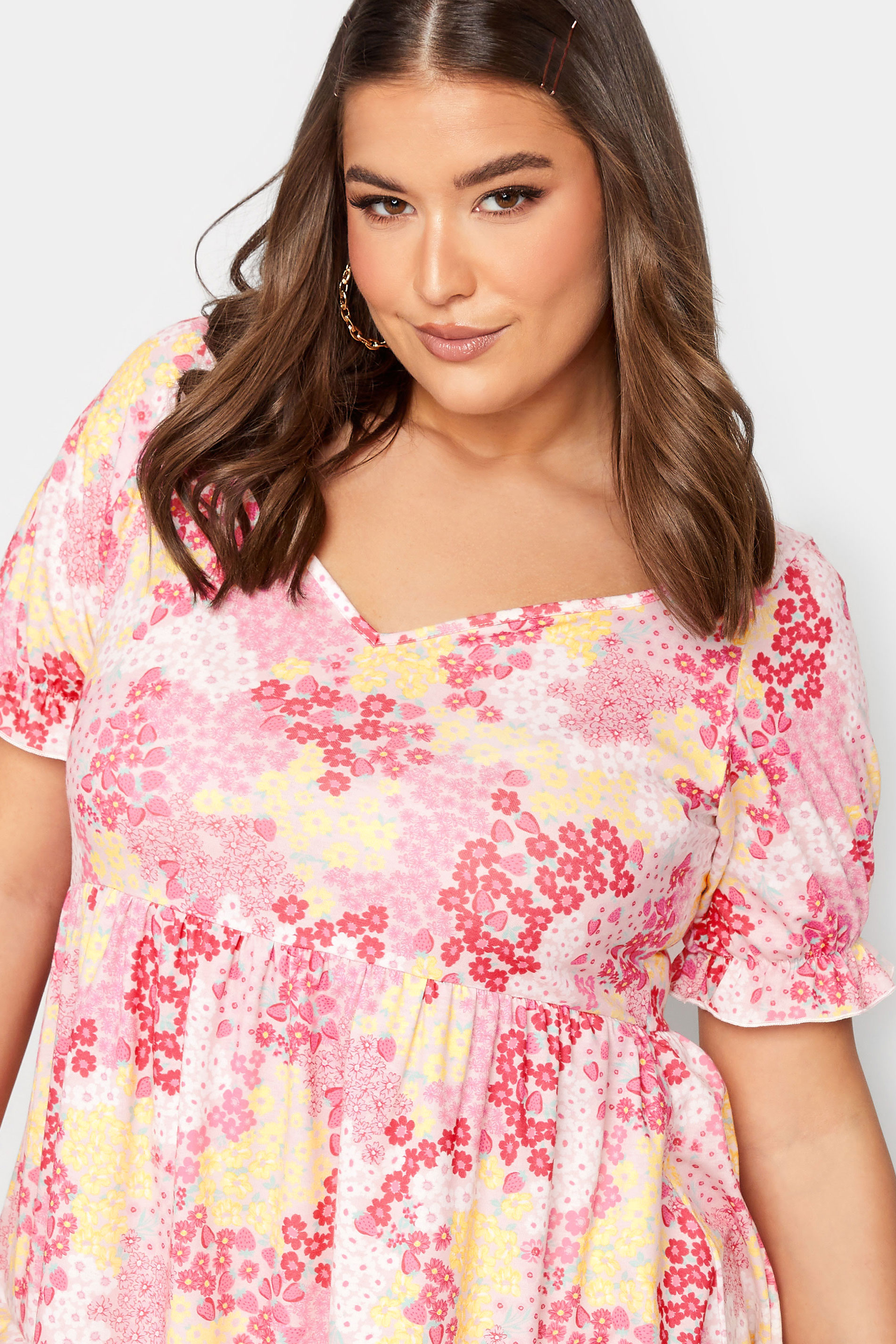 LIMITED COLLECTION Curve Plus Size Pink Ditsy Floral Sweetheart Dress ...